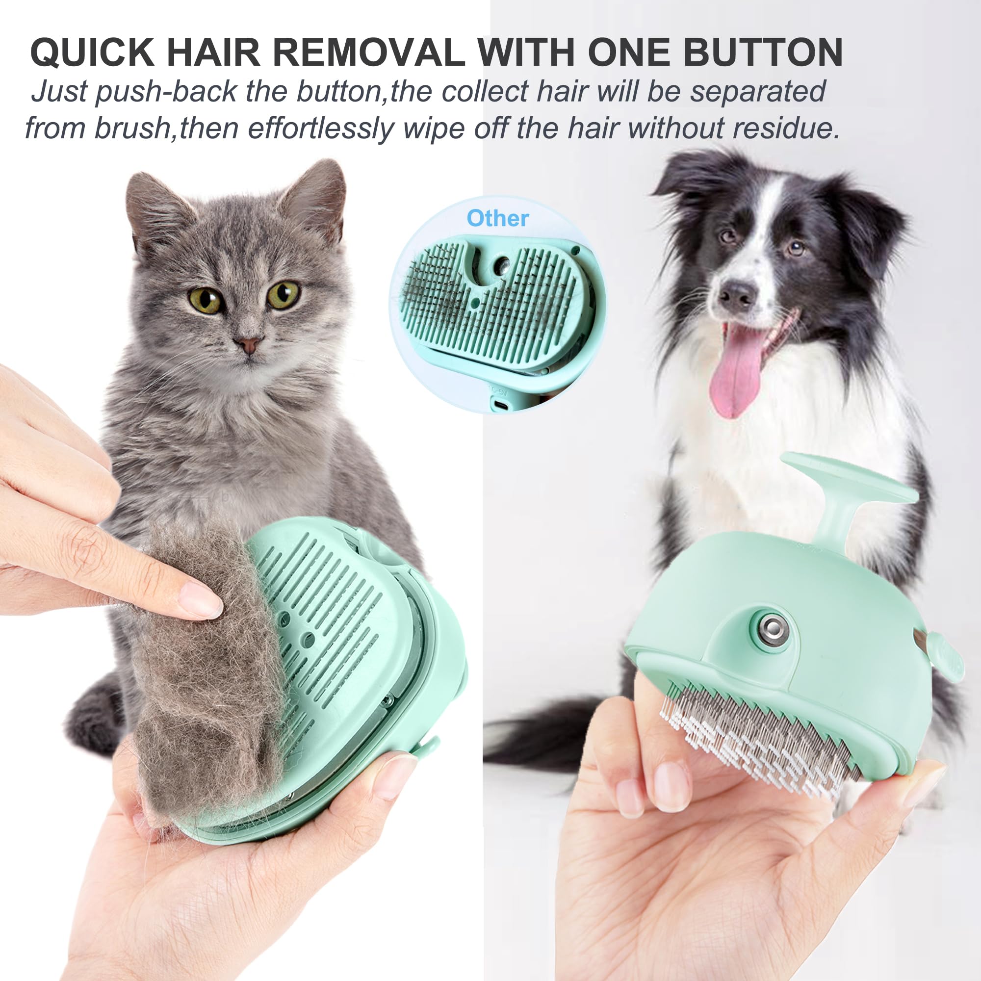 Cat Steam Brush For Shedding,Self Cleaning Cat Brush With Steam,Rechargeable Pet Steam Brush,Mist Brush Comb For Indoor Cats,Cat