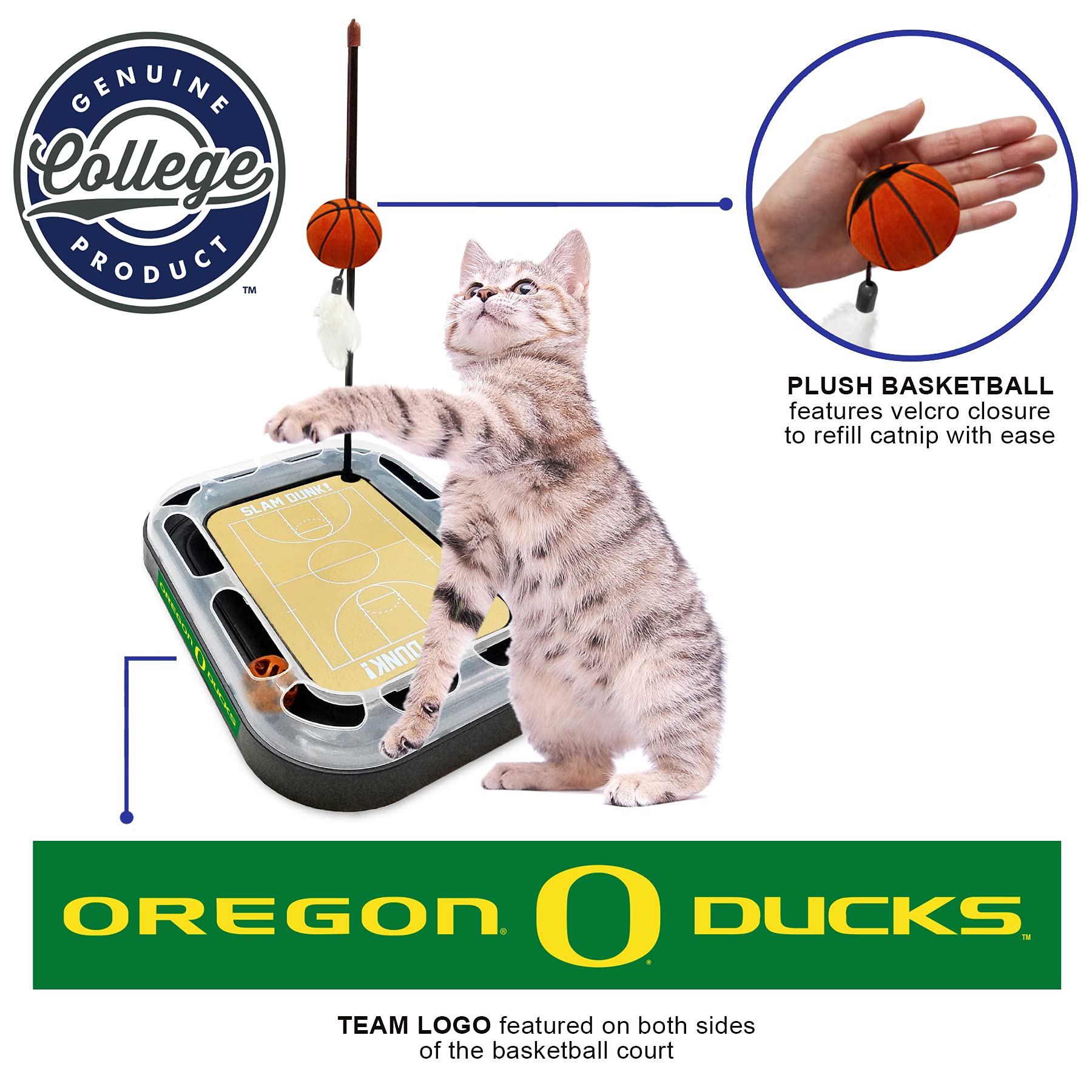 Cats Scratcher Ncaa Oregon Ducks Basketball Court Cat Scratcher Toy With Catnip Filled Plush Basketball Toy & Feather Cat Toy Ha