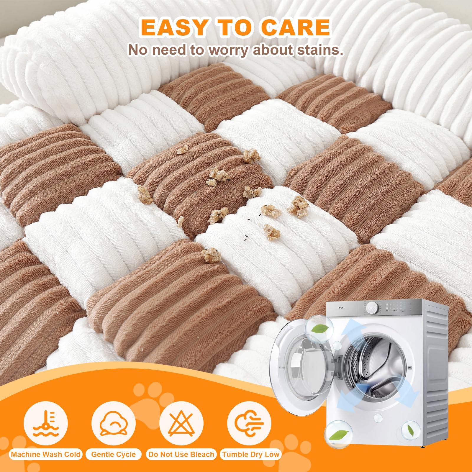 Medium Dog Bed For Couch, Washable Pet Bed Mat, Checkerboard Cozy Plush Sofa Mat, Pet Couch Cover Furniture Protector For Sofa,