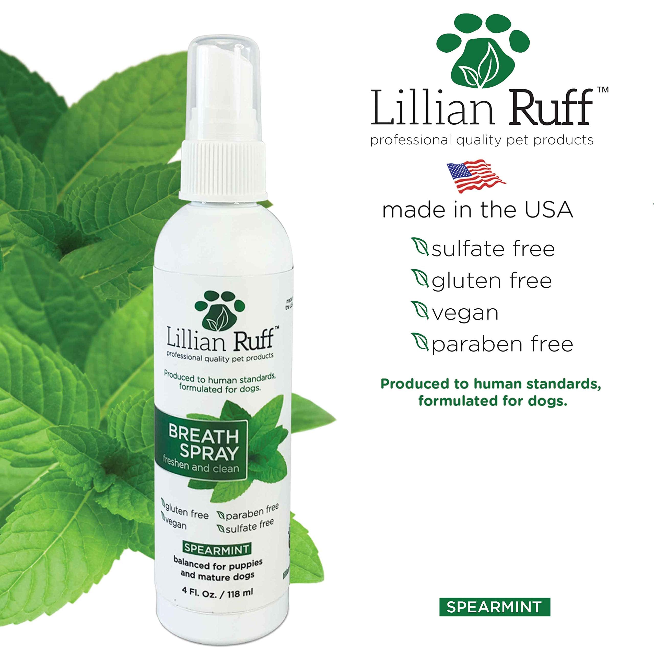 Lillian Ruff Dog Breath Freshener Dental Care Spray - Dog Oral Health Teeth Cleaning Formula Targets Bad Dog Breath, Plaque & Ta