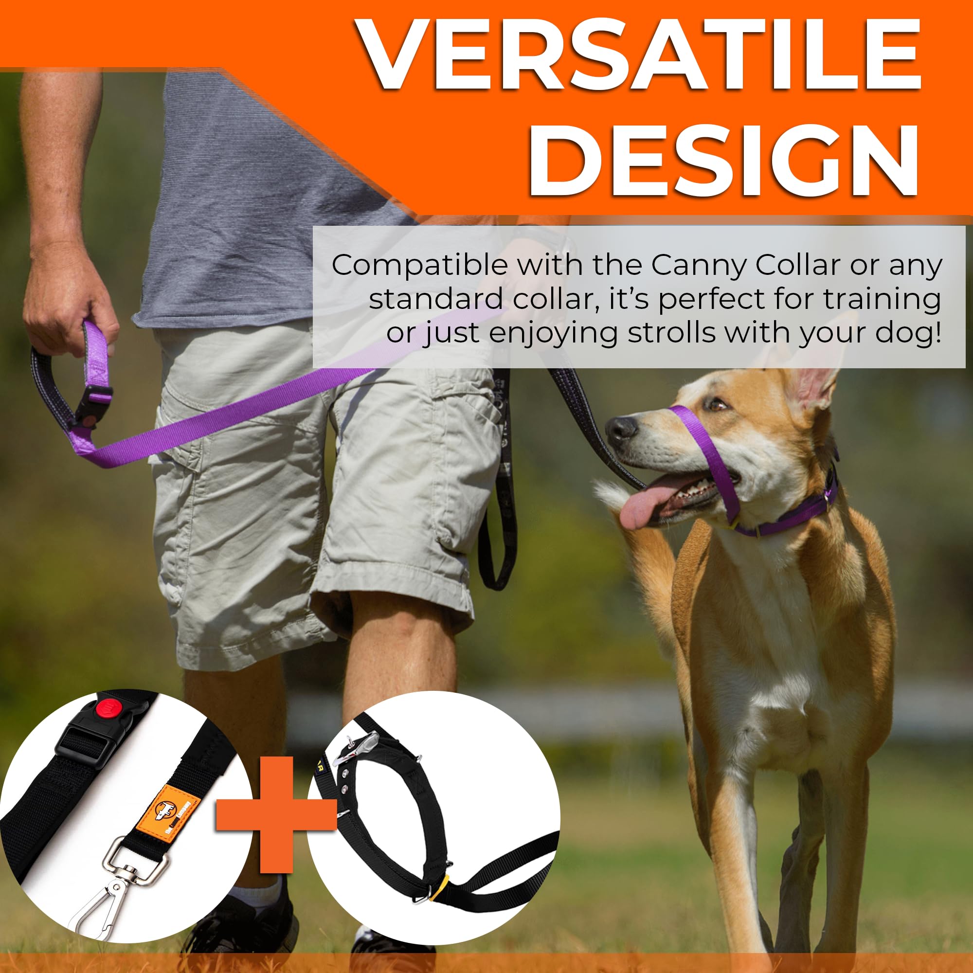 Canny Leash Connect | Heavy Duty Dog Leash for Small, Medium, & Large Dogs | Handle, Buckle, Padded Grip & Secure Clip | Tie You