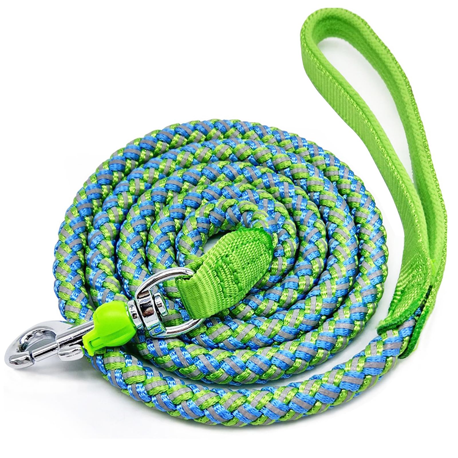 Mycicy 10 FT Reflective Dog Leash- Heavy Duty Nylon Braided Rope Leashes with Soft Handle- Training, Walking, Capming, Exploring