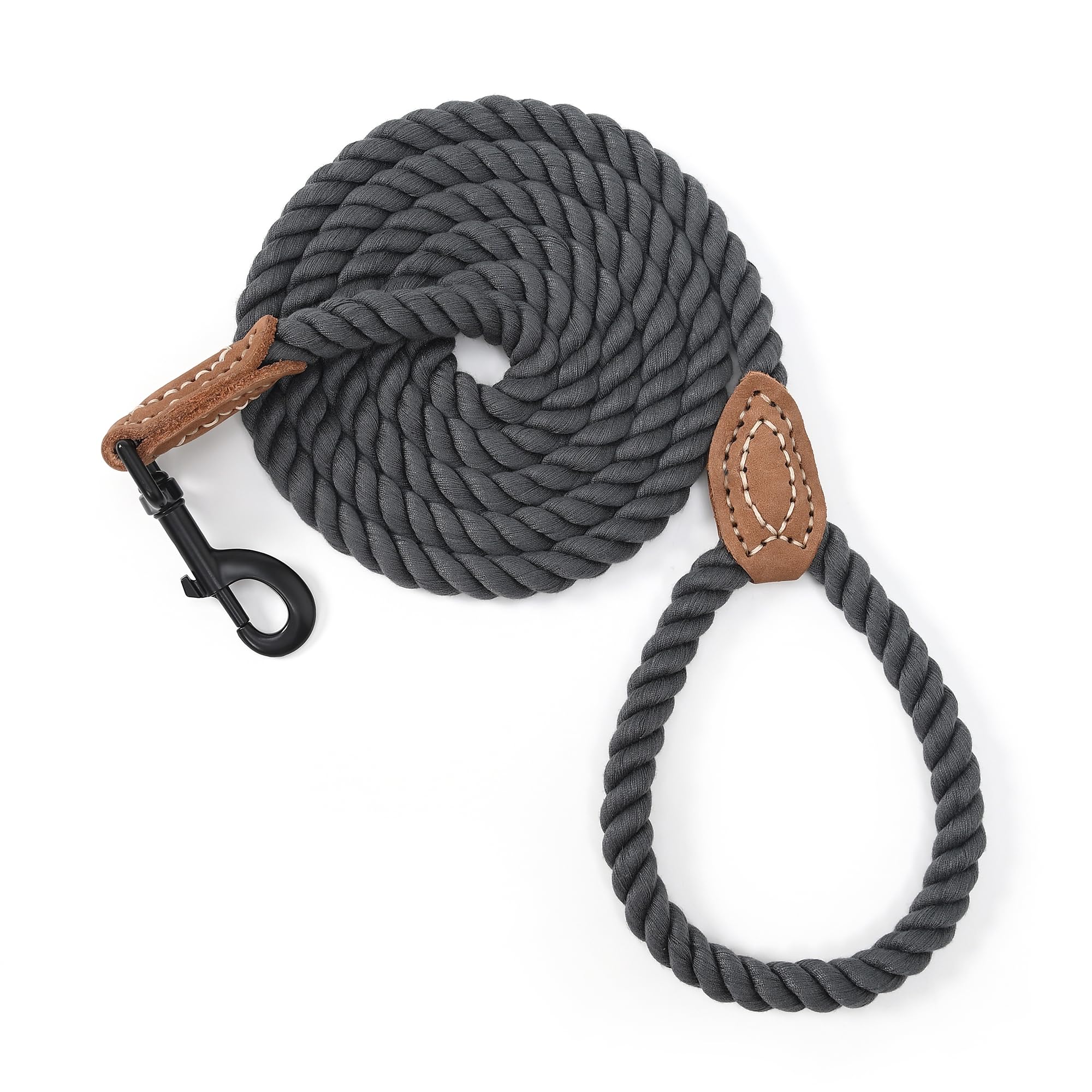 Mile High Life Braided Cotton Rope Leash With Leather Tailor Handle And Heavy Duty Metal Sturdy Clasp (Blue Green, 60 Inch (Pack Of 1))