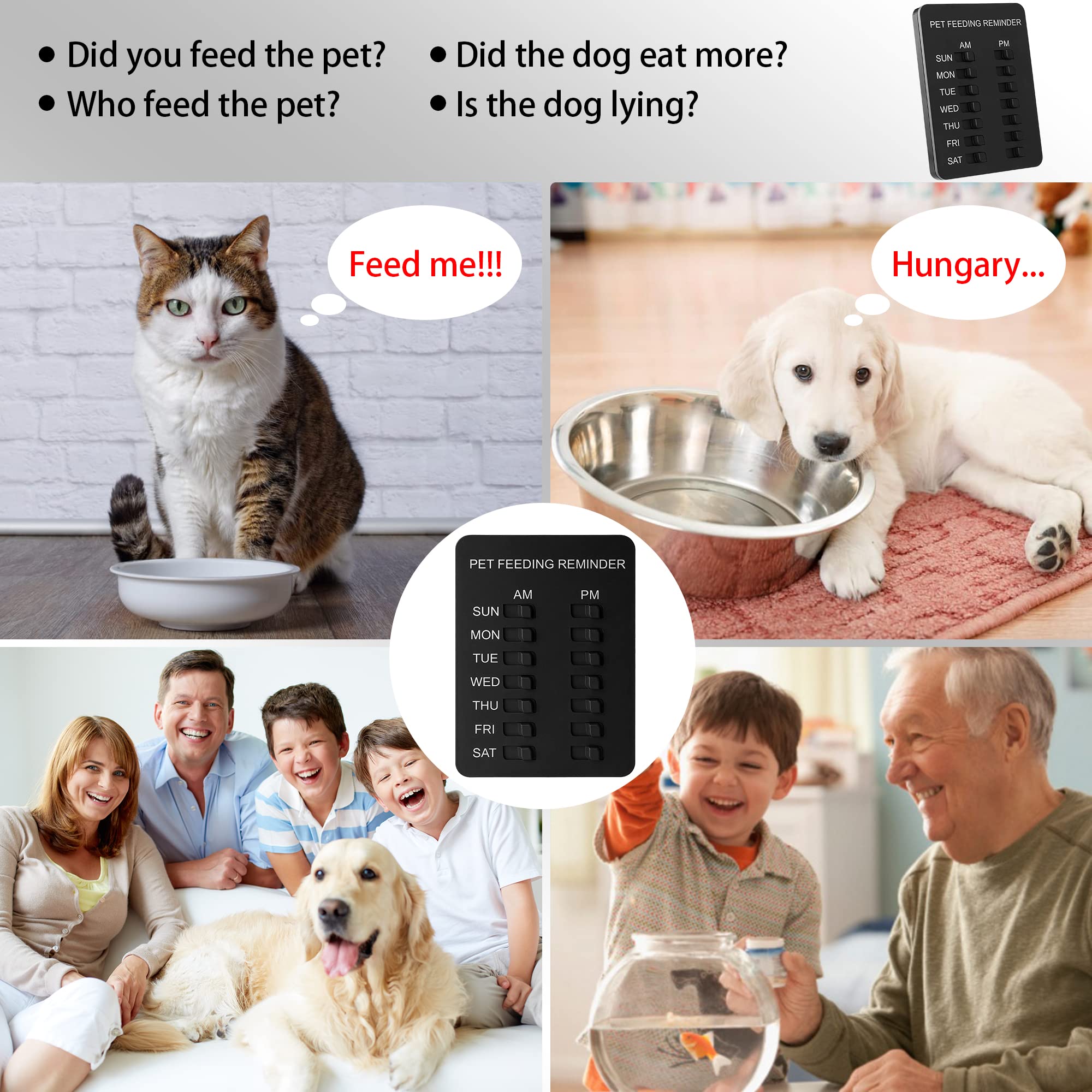 Yarkor Pet Feeding Reminder Magnetic Reminder Sticker, Daily Indication Chart Feed Your Pets, Easy To Stick On Any Smooth Surfac