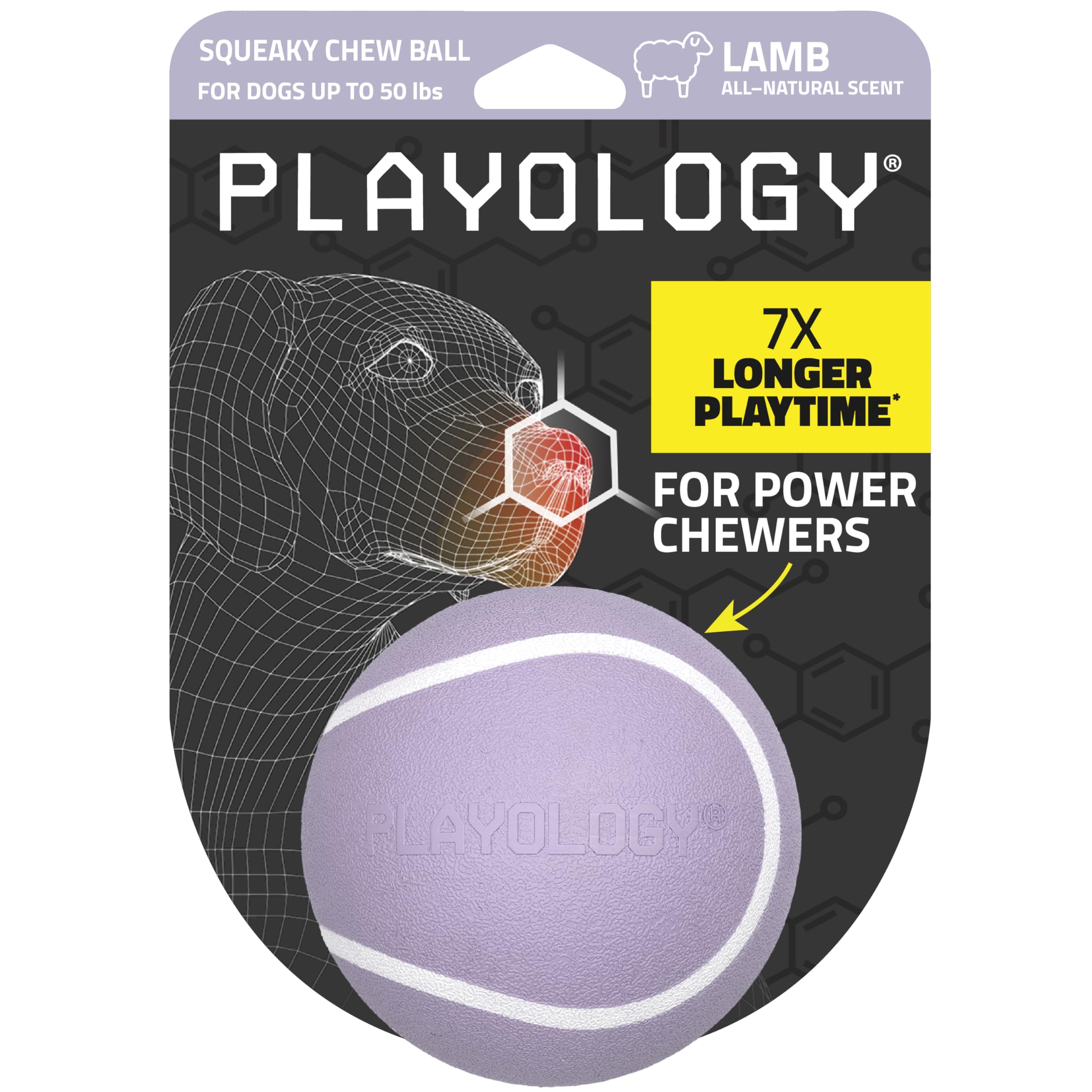Playology Dog Toys | Squeaky Chew Ball - Bouncy Durable Floating Fetch Ball for Dogs | Medium Lamb Scented Toy - Easy to Clean a