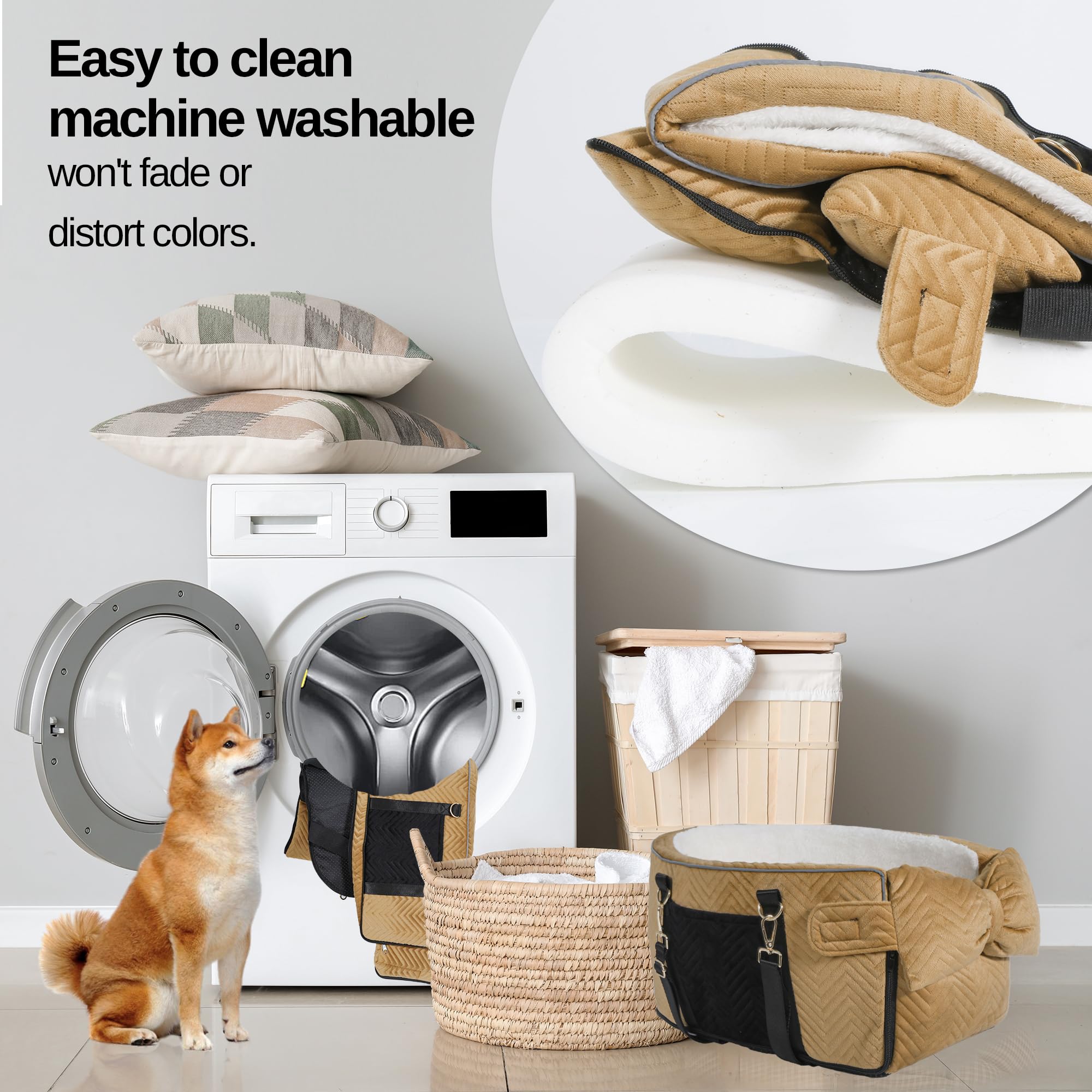 Dog Car Seat for Small Dogs Adjustable Portable Center Console Dog Car Seat Removable Cat Booster Cars Seats - Safety Belt with