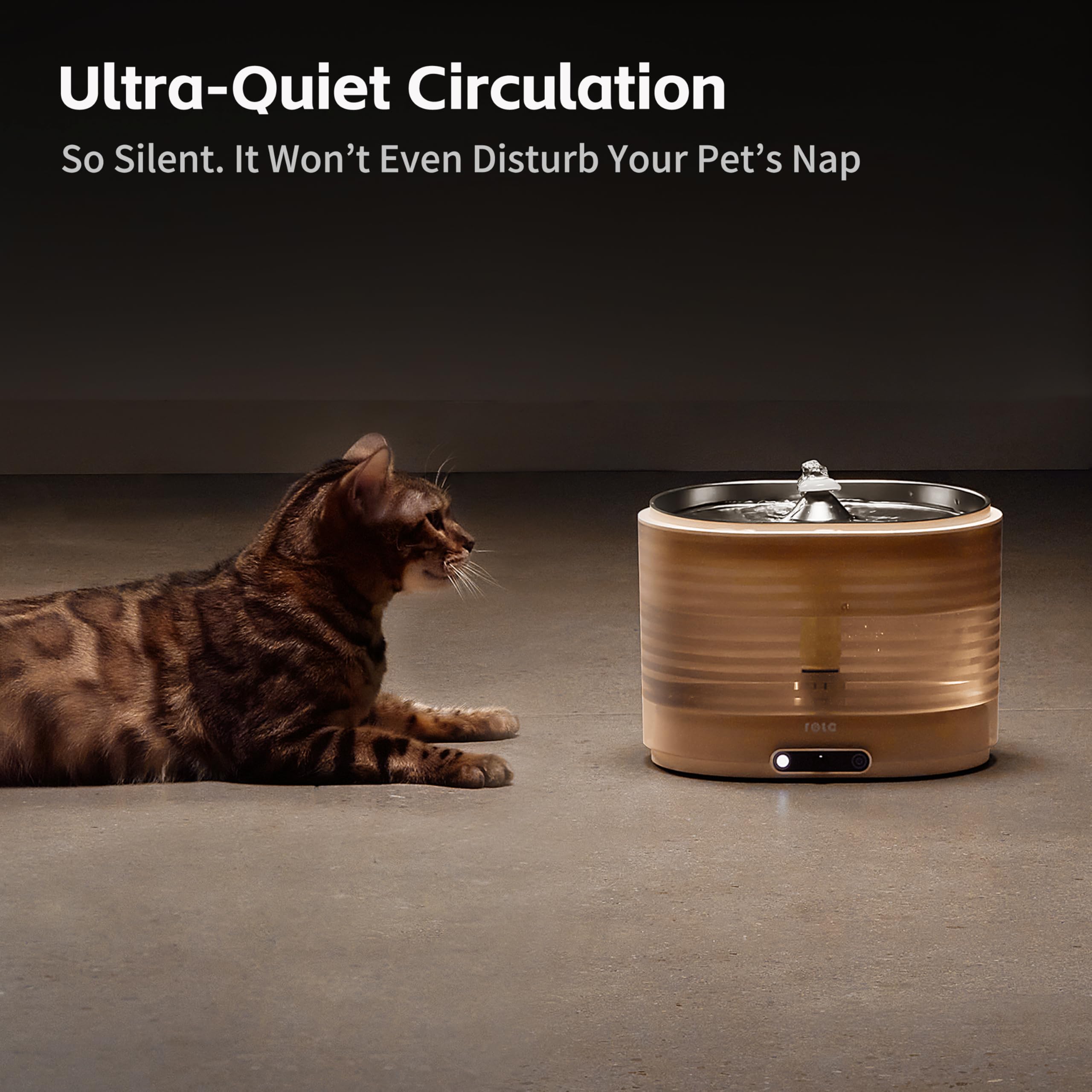 Enabot Ebo Rola Cat Water Fountain Cordless: Battery-Operated Smart Pet Fountain, Pumpless Cat Water Dispenser, Stainless Steel