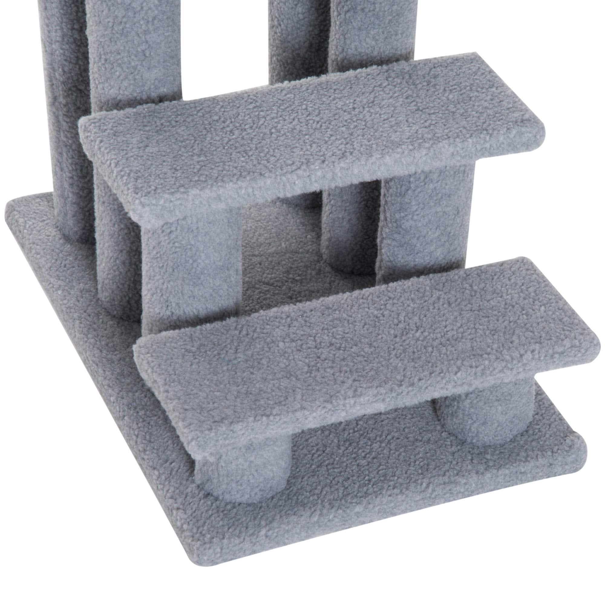 Pawhut Dog Steps For Bed 4 Step Pet Stairs For Sofa Dog Cat Climb Ladder 63X43X60 Cm Grey