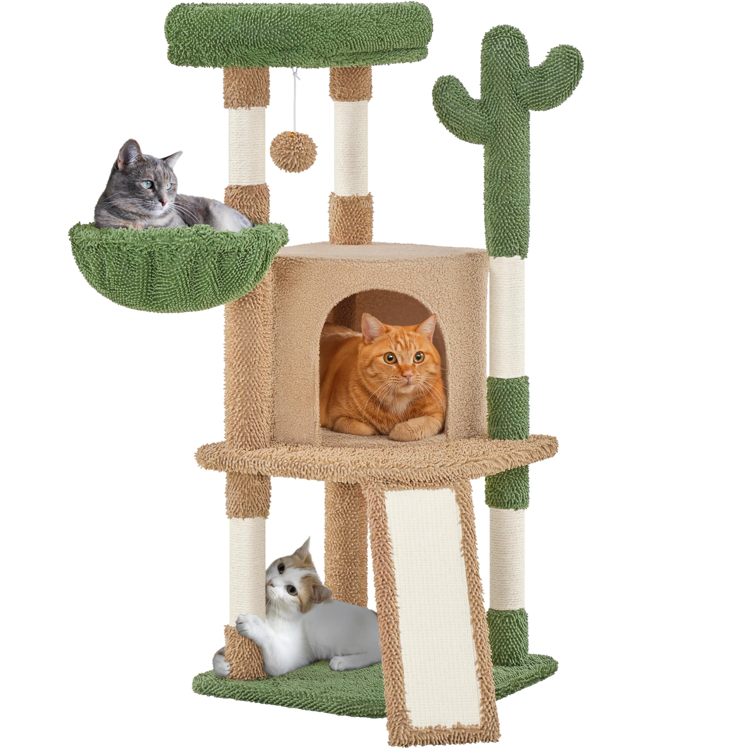 Yaheetech Cactus Cat Tree, 42in Cat Tower for Indoor Cats, Multi Level Kitten Condo Scratching Post, Pet Activity Center Furnitu