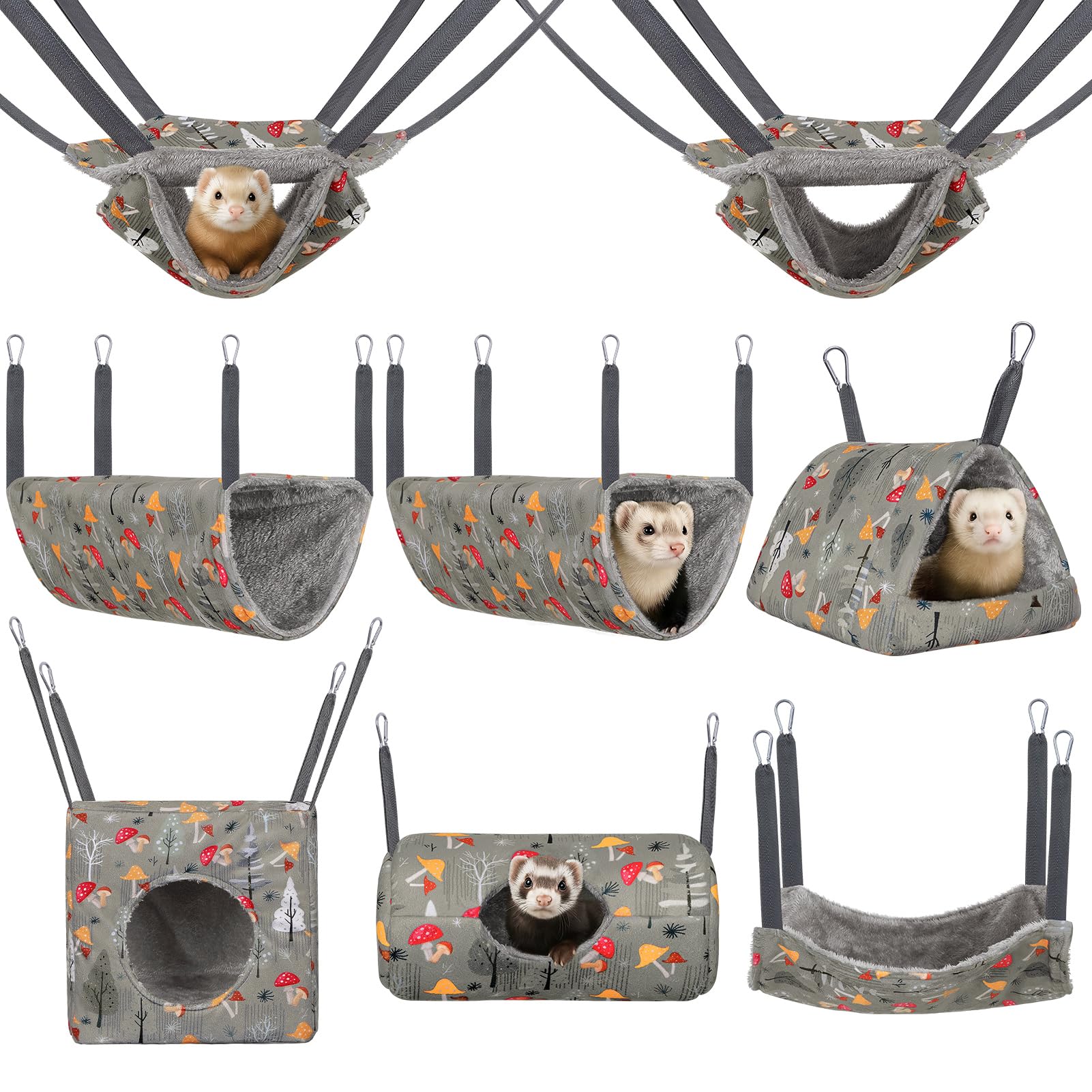 Hedgeink Ferret Hammock 8 Pack Guinea Pig Hammock Washable Rat Chinchilla Hammock Hamster Cage Accessories Cozy Ferret Bed Toys 