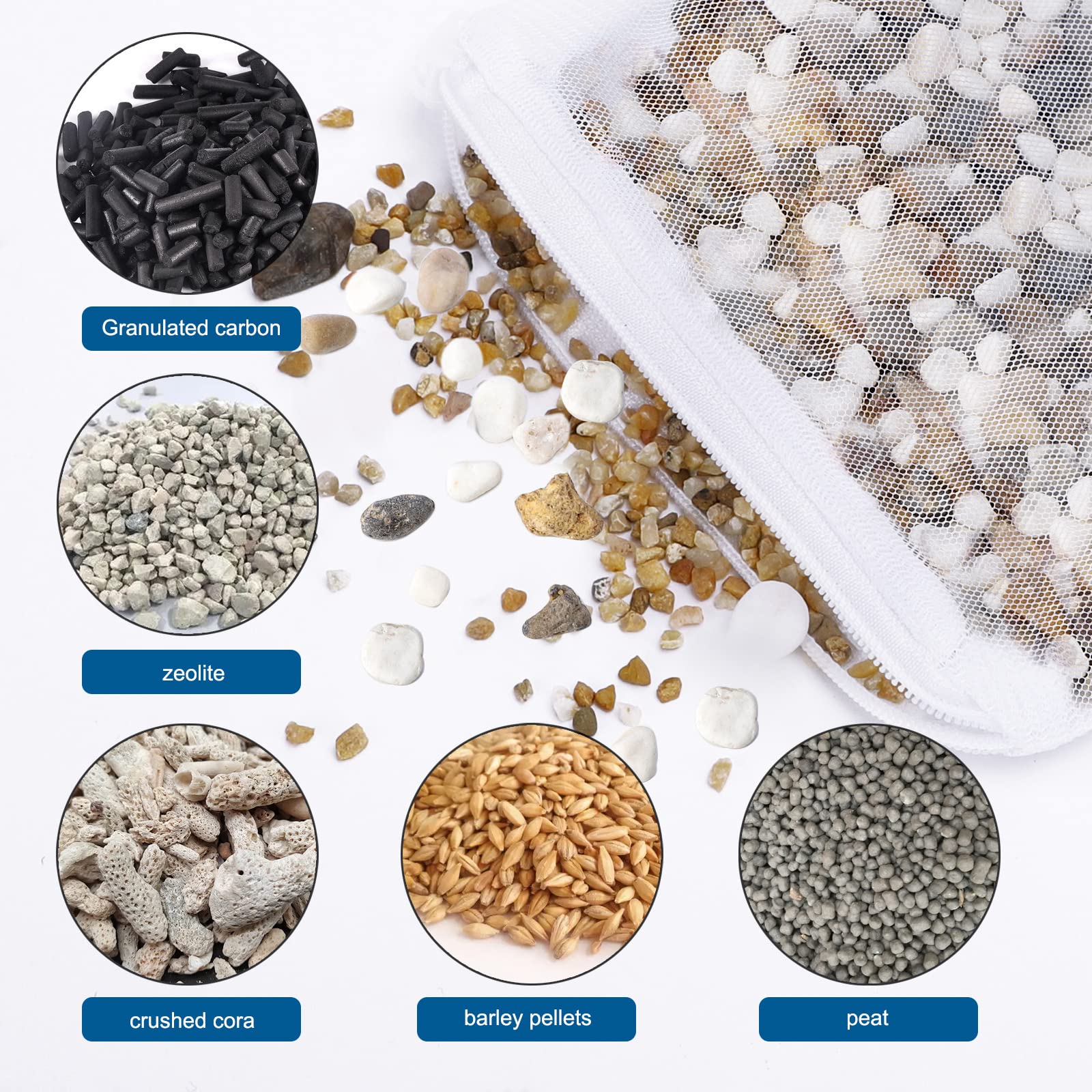 Segarty Filter Media Bags, 10Pcs 11.7X7.8 Inch Aquarium Nylon Mesh Bags With Plastic Zipper, Fish Tank White Net Bags For Pellet