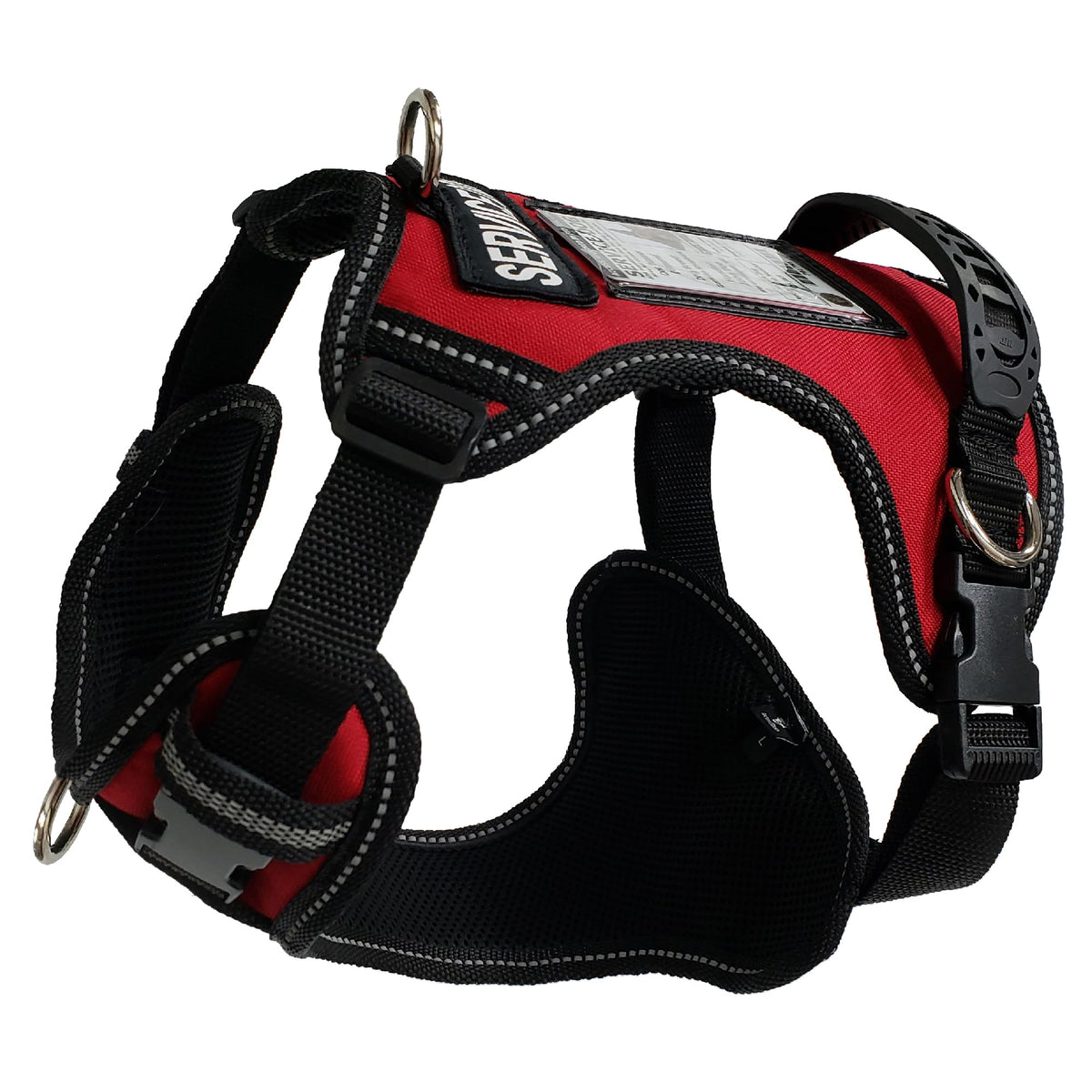 Activedogs Service Dog Vest No Pull Harness - Adjustable No Choke Service Dog Harness For Medium Large Dogs - Service Dog Patch, Control Handle, Id Window, D-Rings & Reflective Padding - Red, 24'-32'