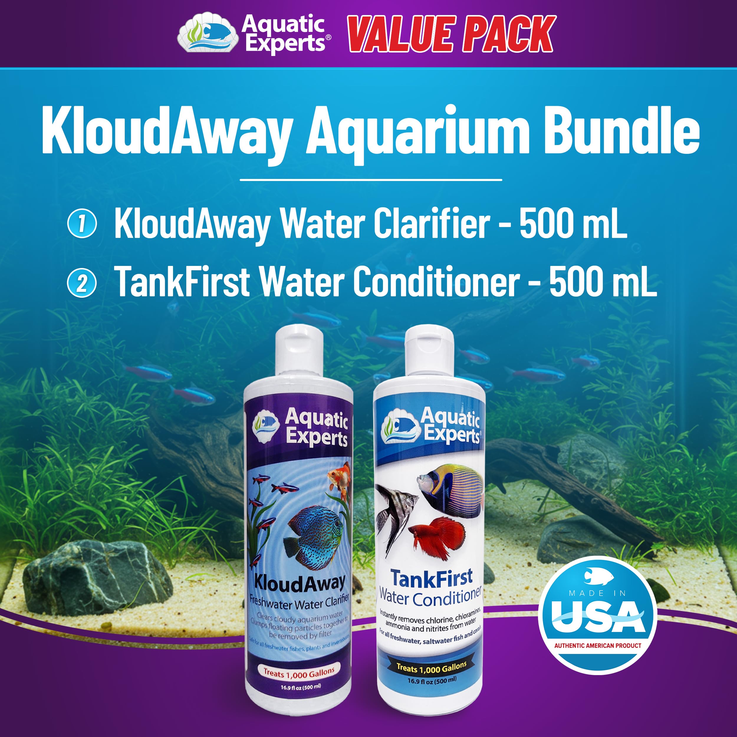 TankFirst Complete Aquarium Water Conditioner - Fish Water Conditioner, Instantly Removes Chlorine, Chloramines, and detoxifies