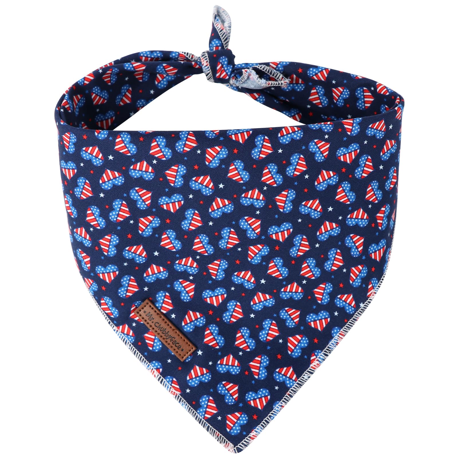 Mr. Chubbyface Heart Flag Striped Dog Bandanas Reversible Triangle Bibs Scarf Accessories For Dogs Cats Pets L