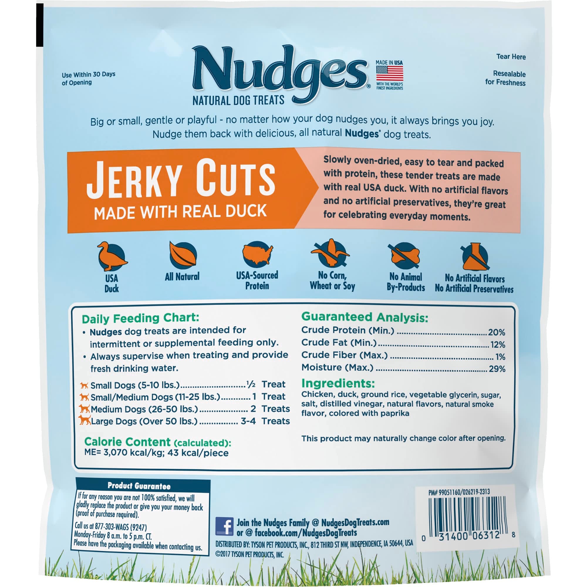 Blue Buffalo Nudges Jerky Cuts Natural Dog Treats, Duck, 10oz Bag