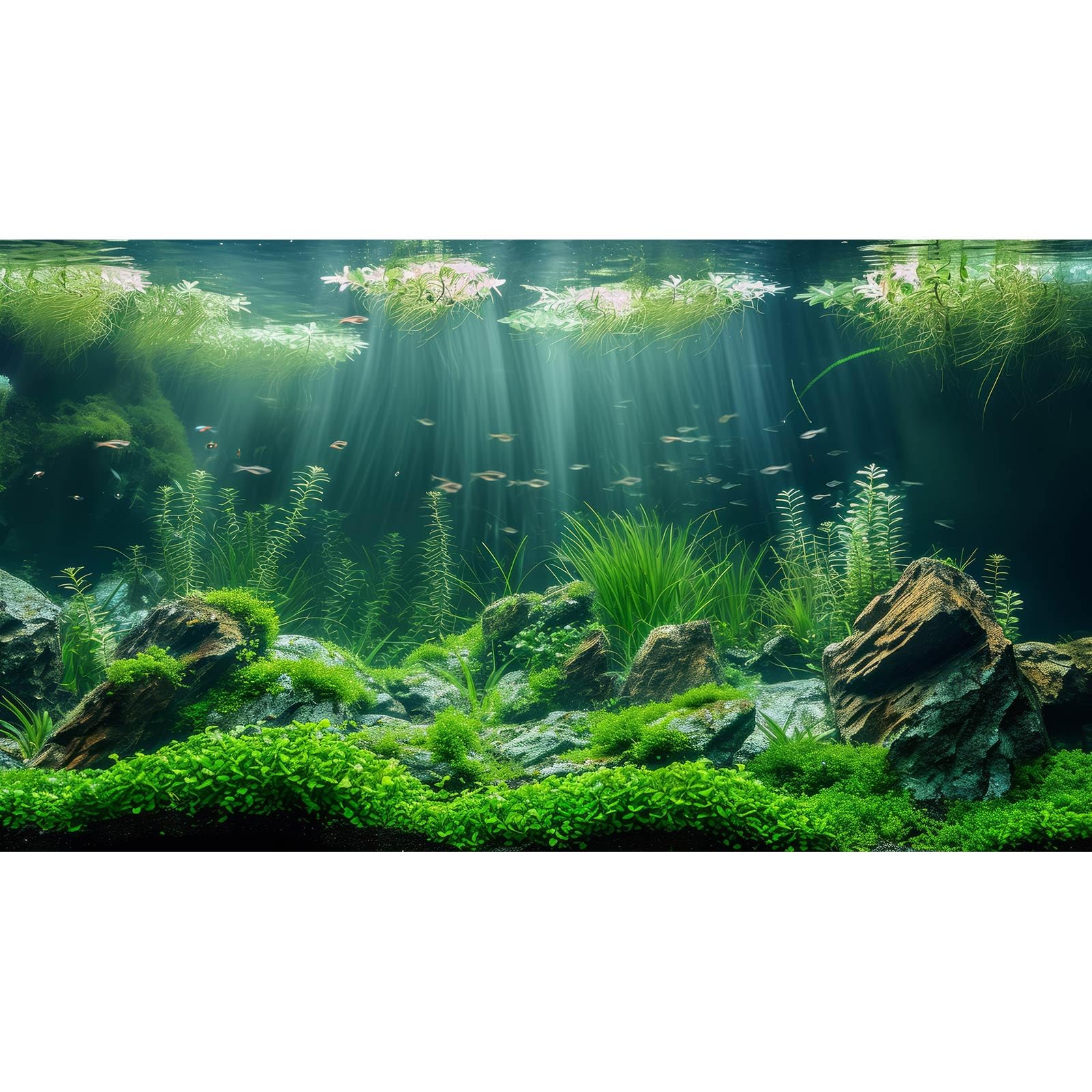Aquarium Background Underwater Grass Leaves with Stone Aquarium Backdrop Vivid and Fresh Green Aquatic Plant Stone River Bed and