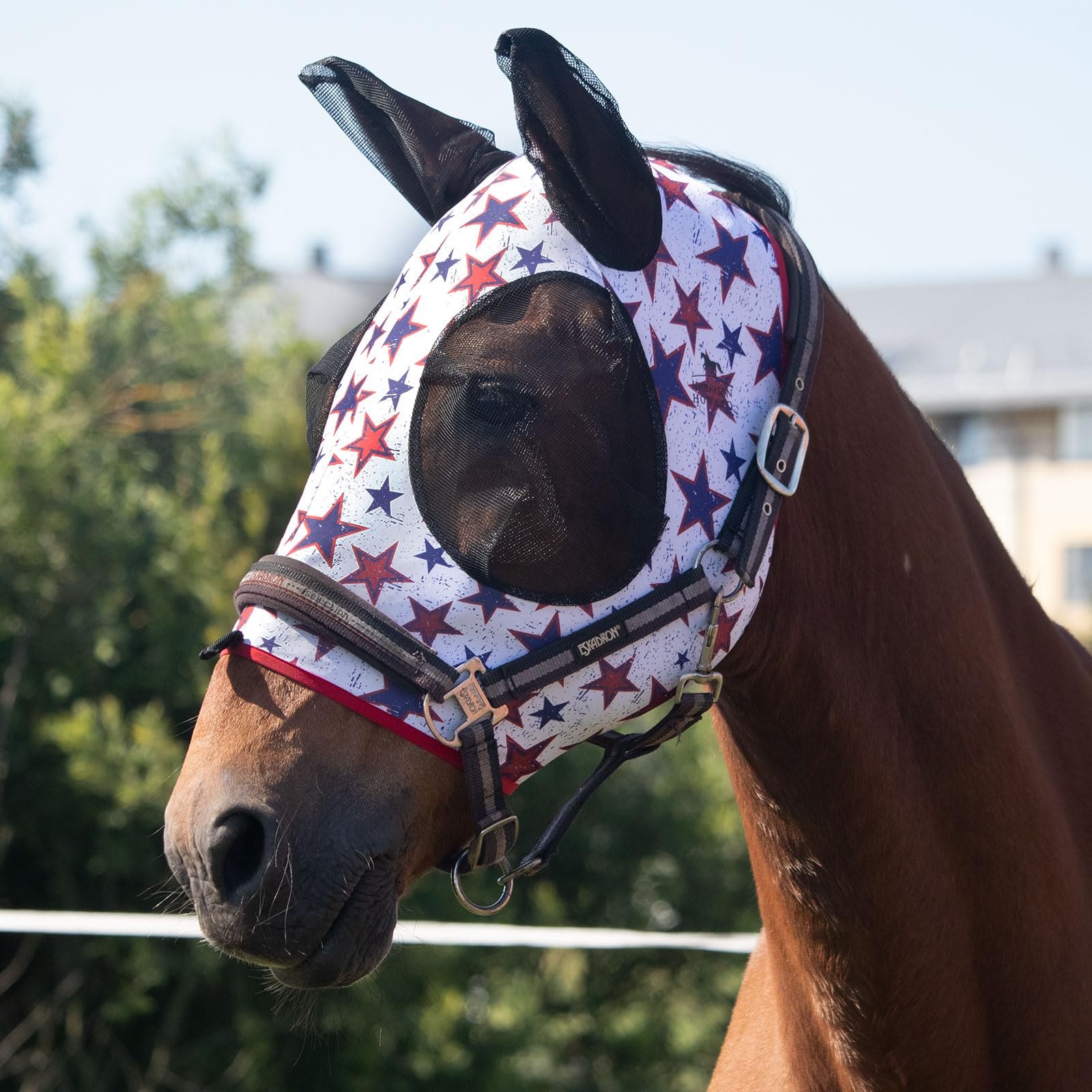 Harrison Howard Super Comfort Stretchy Fly Mask Large Eye Space with UV Protection Soft on Skin with Breathability Dream Star M 