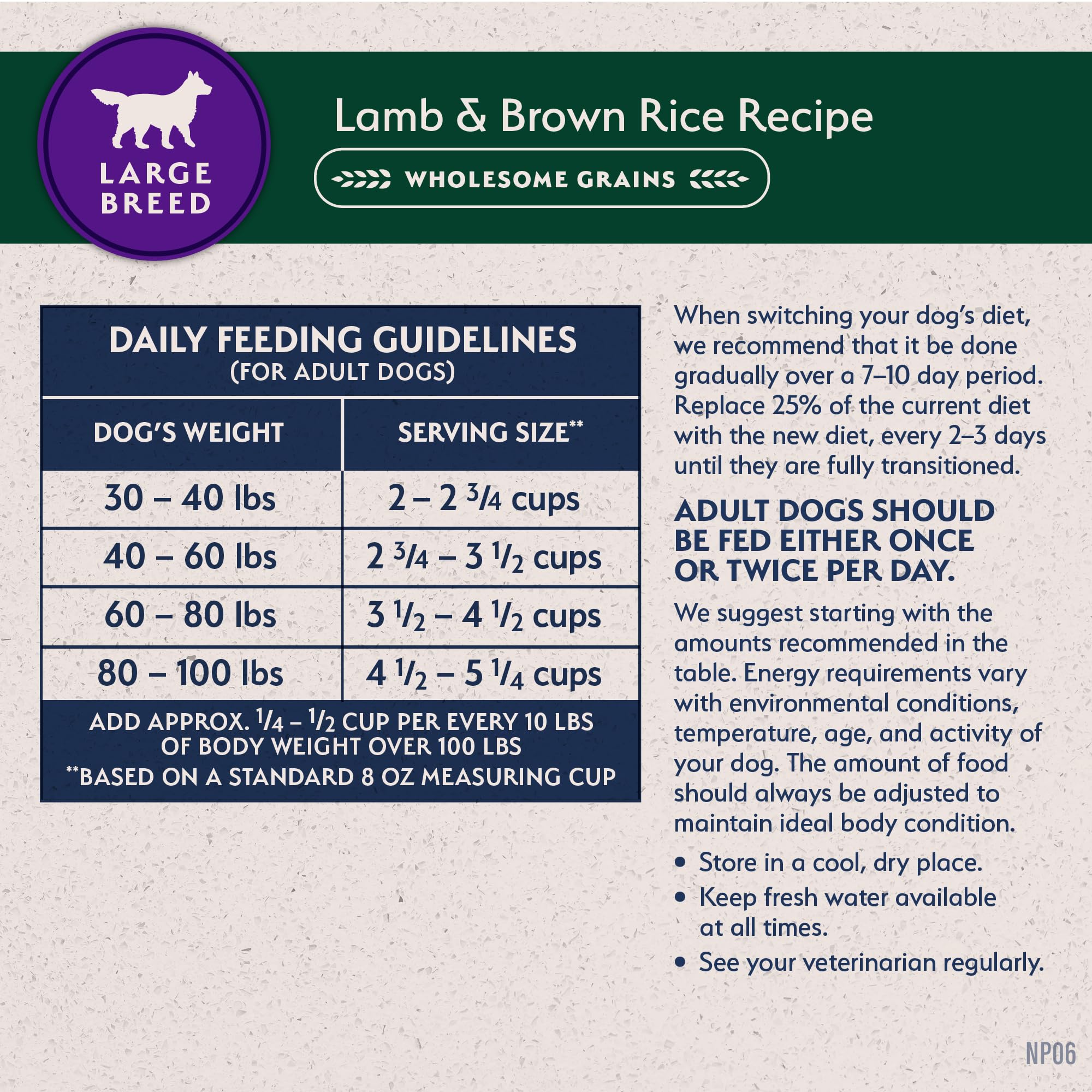 Natural Balance Limited Ingredient Large Breed Adult Dry Dog Food with Healthy Grains, Lamb & Brown Rice Recipe, 26 Pound (Pack