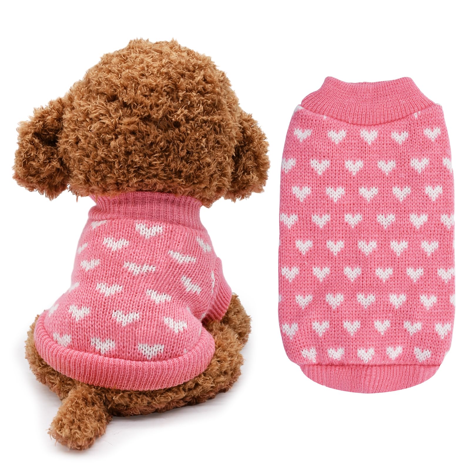 Valentine'S Day Pink Heart Pet Sweater For Dogs - Cozy Knitted Small To Medium Dog Sweaters, Adorable Puppy Cat Dogs Sweater Wit
