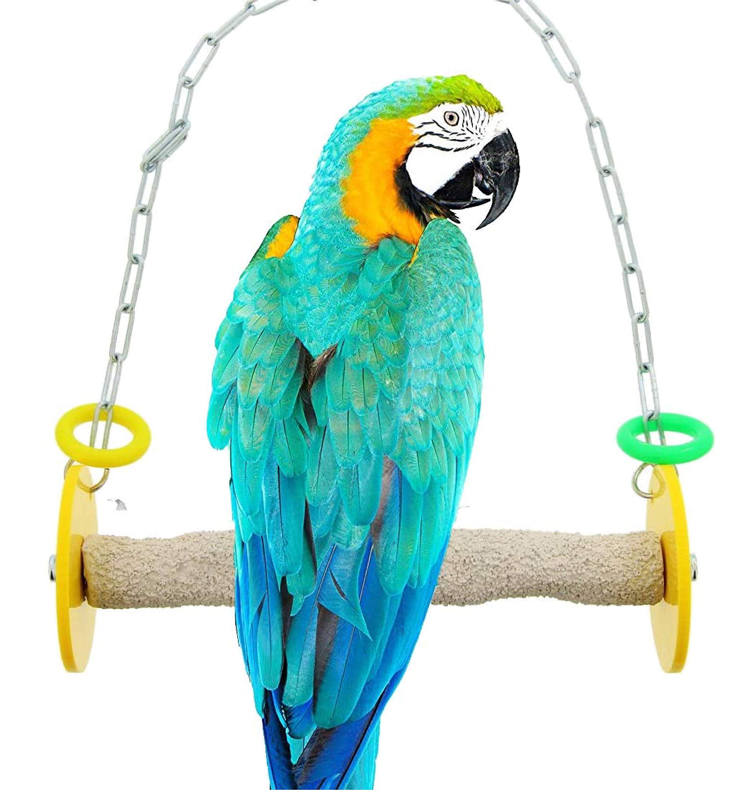 Sweet Feet And Beak Roll Bird Swing - Pumice Perch Bird Toys Trims Nails And Beaks, Safe And Non-Toxic Bird Cage Accessories For Small And Large Birds, Swinging Toys Birds Will Love, Large 10.5 Inches