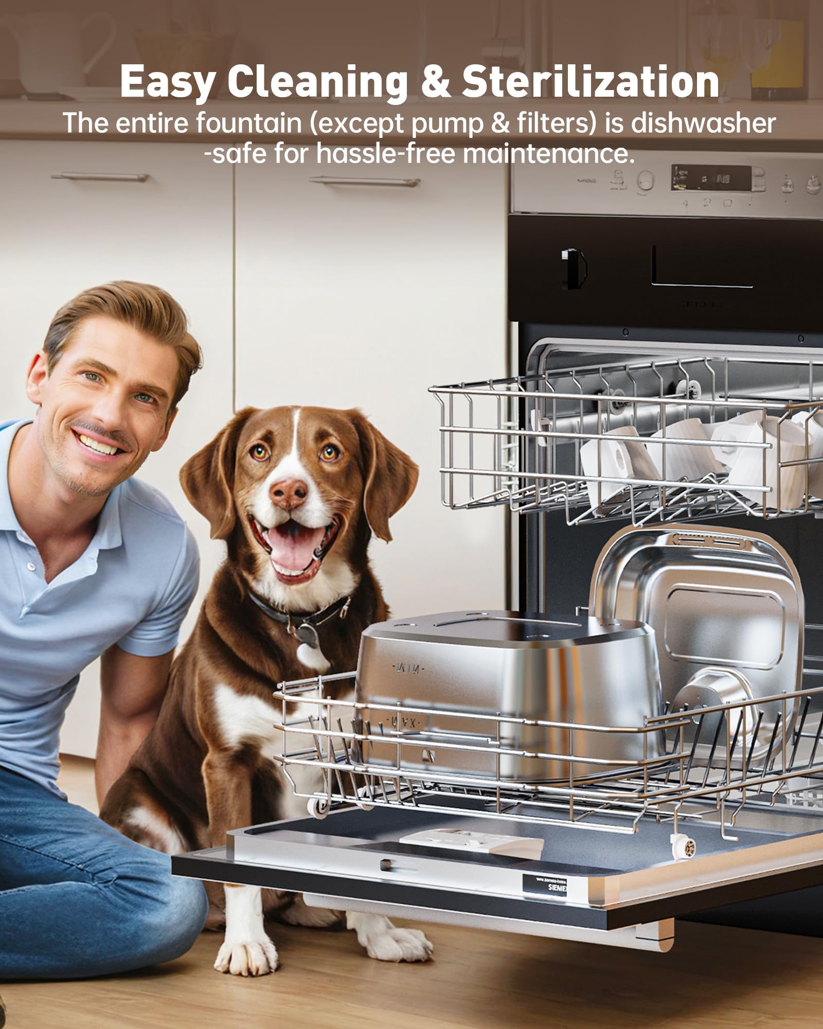 Stainless Steel Dog Water Fountain,3 Gallon Large Pet Water Fountains for Dogs and Cats, 11L /386oz Dog Water Bowl Dispenser w/F