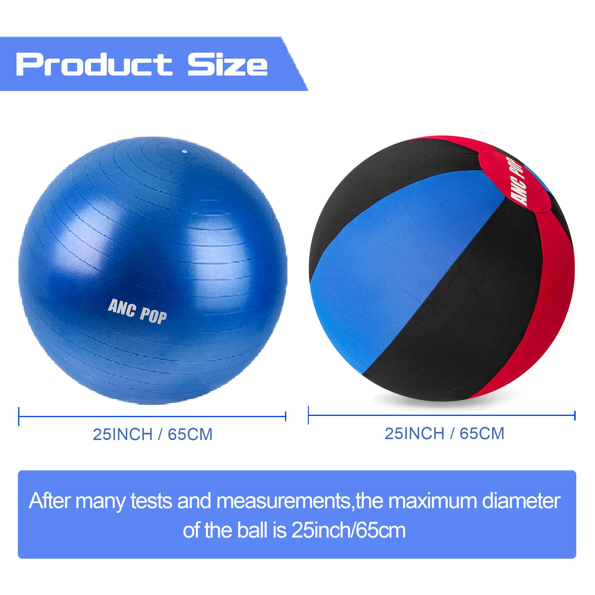 Anc Pop Herding Ball For Dogs Horse Ball& Cover 25'' For Horses Large With Hand Pump For Play, Red And Blue And Black