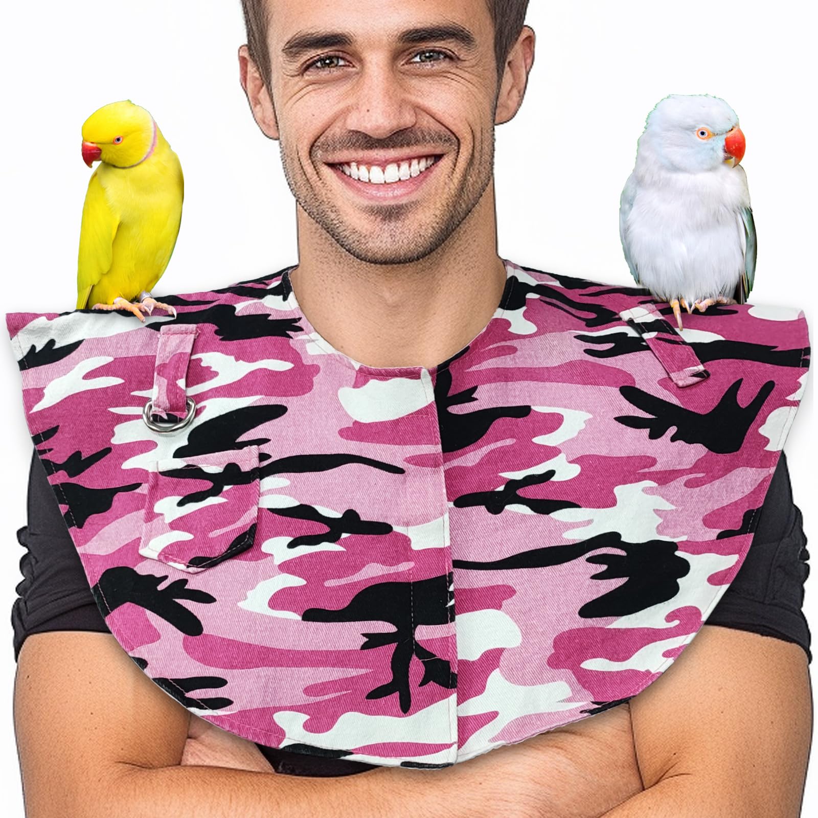 Xqigi Parrot Anti-Scratch Shoulder Protector, Hang Bird Anklet Toys, Multi-Functional Pet Training Pad Poop Diaper Anti-Bite Sha