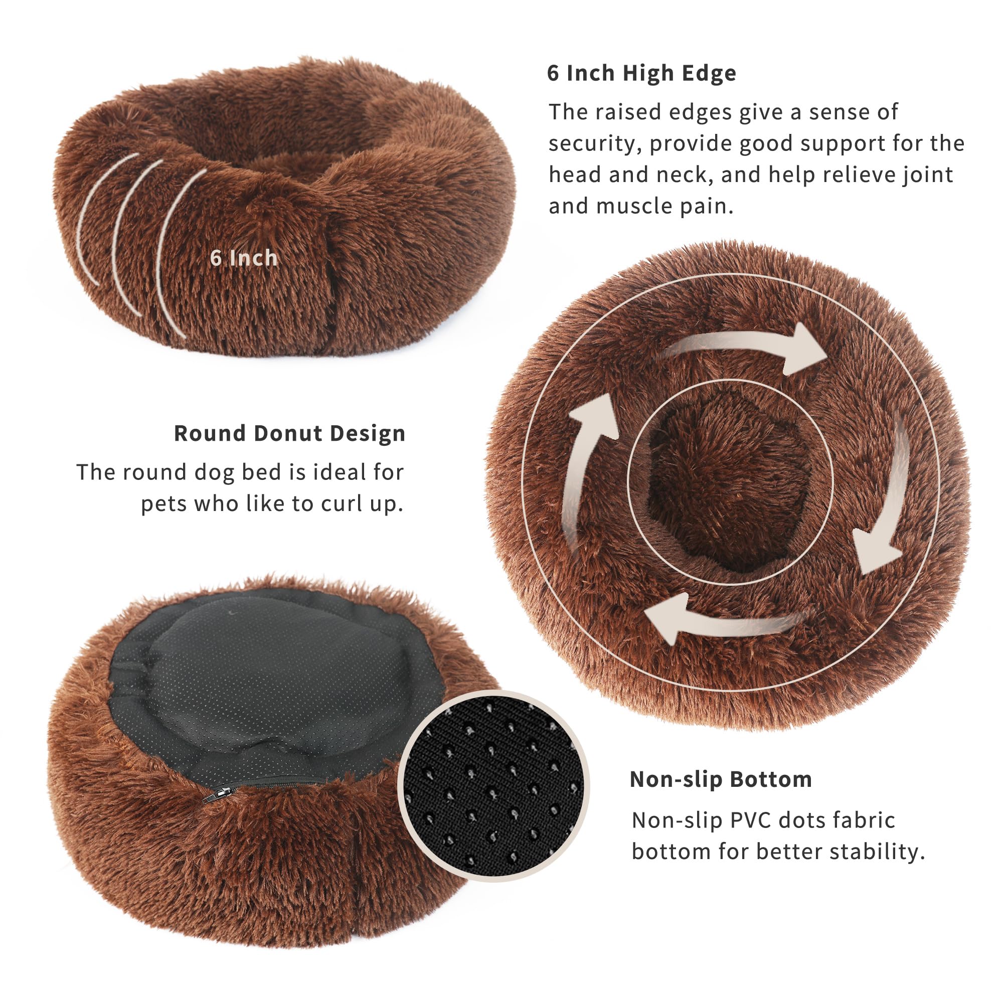 Nononfish Marshmallow Cat Bed Kawaii Cat Nest Bed For Indoor Cats Washable Fluffy Anti Anxiety Kitten Bed 19 Inches