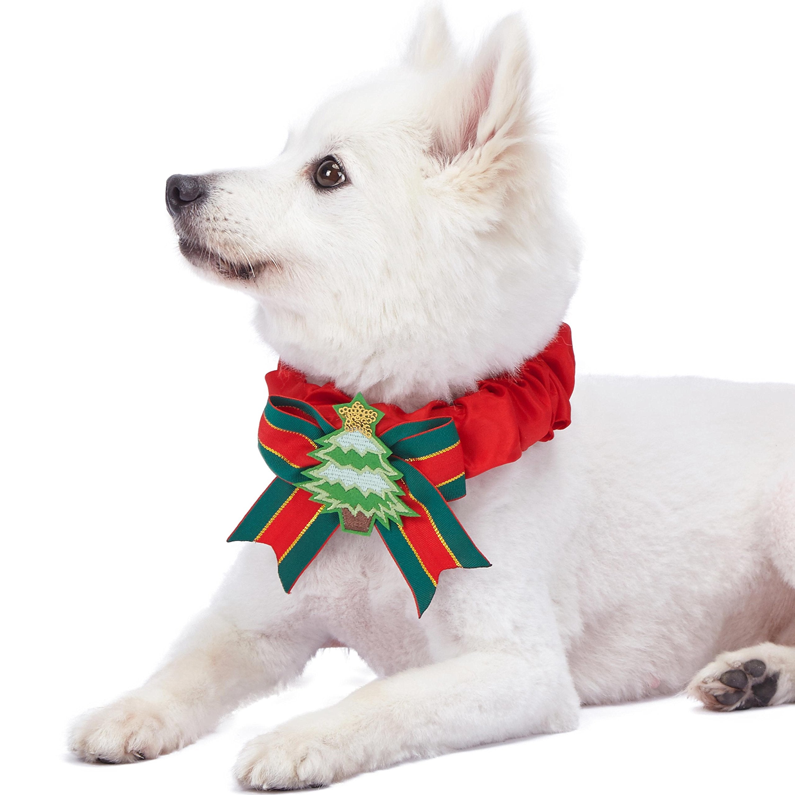 Blueberry Pet Festival Fever Christmas Tree Dog Collar Cover For Small, Medium, Large Collars, Holiday Decorative Accessory For 