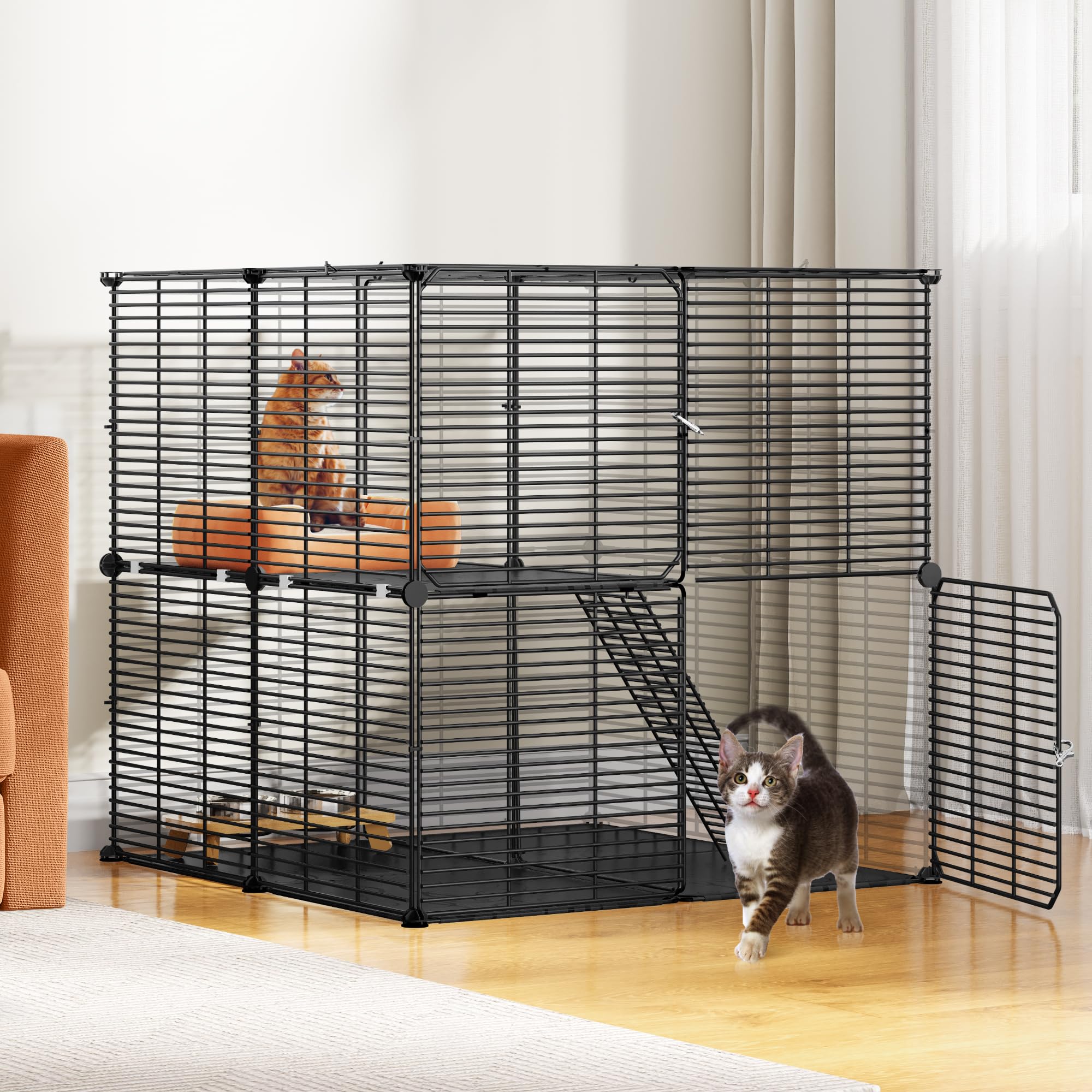Yitahome Indoor Cat Playpen, Metal Cat Cage With Extra-Large Hammock For 1-2 Cats, Chinchillas, Ferrets, Rabbits, And Small Anim