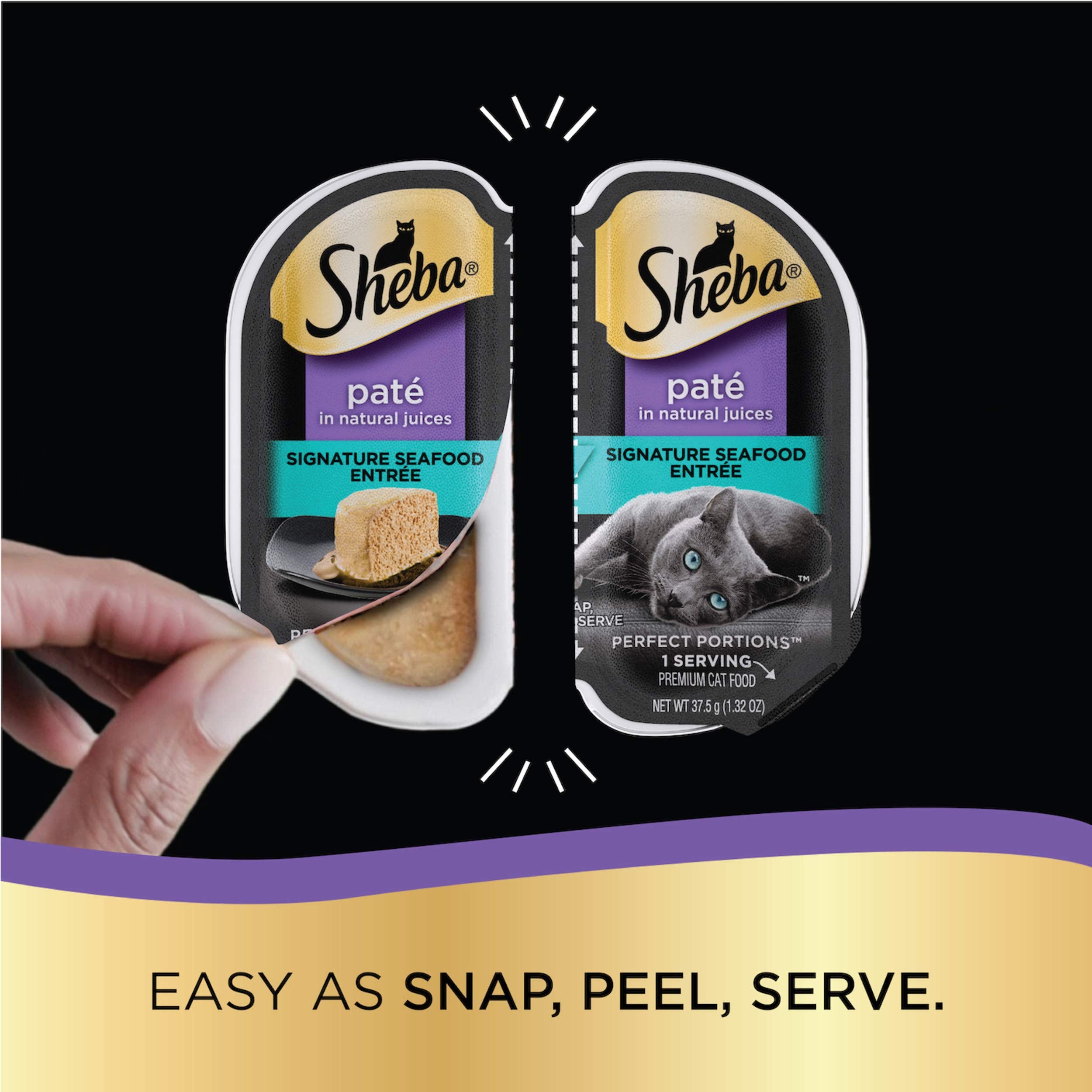 Sheba Perfect Portions Pat   Adult Wet Cat Food Trays, Signature Seafood Entr  e, Easy Peel Twin-Pack Trays (24 Count, 48 Servin