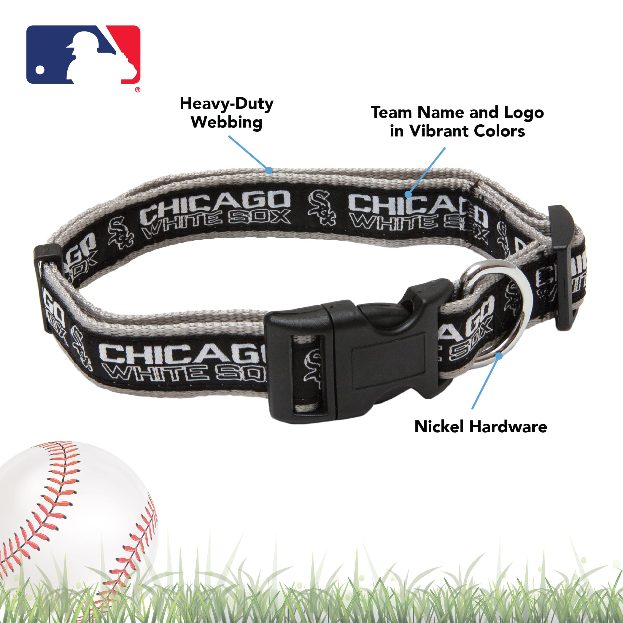 Pets First Mlb Dog Collar. - 29 Baseball Teams Available In 4 Sizes. Heavy-Duty, Strong & Durable Pet Collar. - Mlb Licensed Pet Collar. (Wsx-3036-Md)
