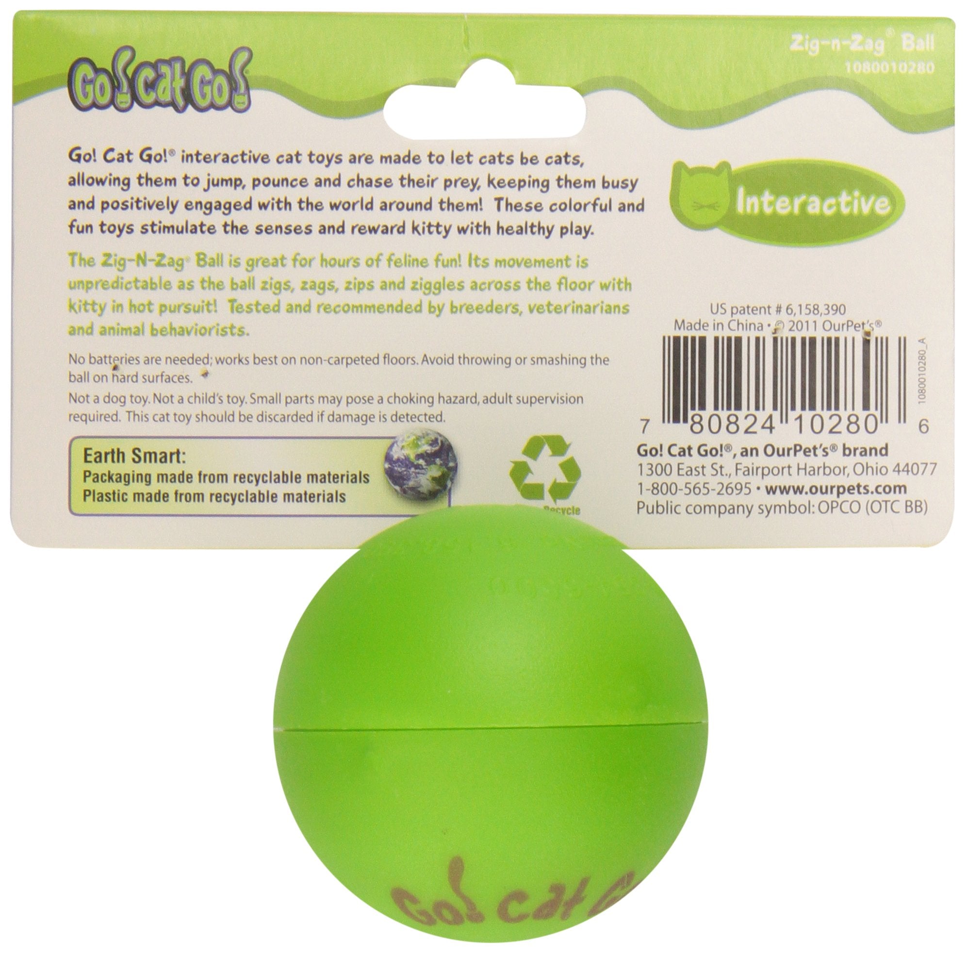 Ourpet'S Zig-N-Zag Ball Cat Toy