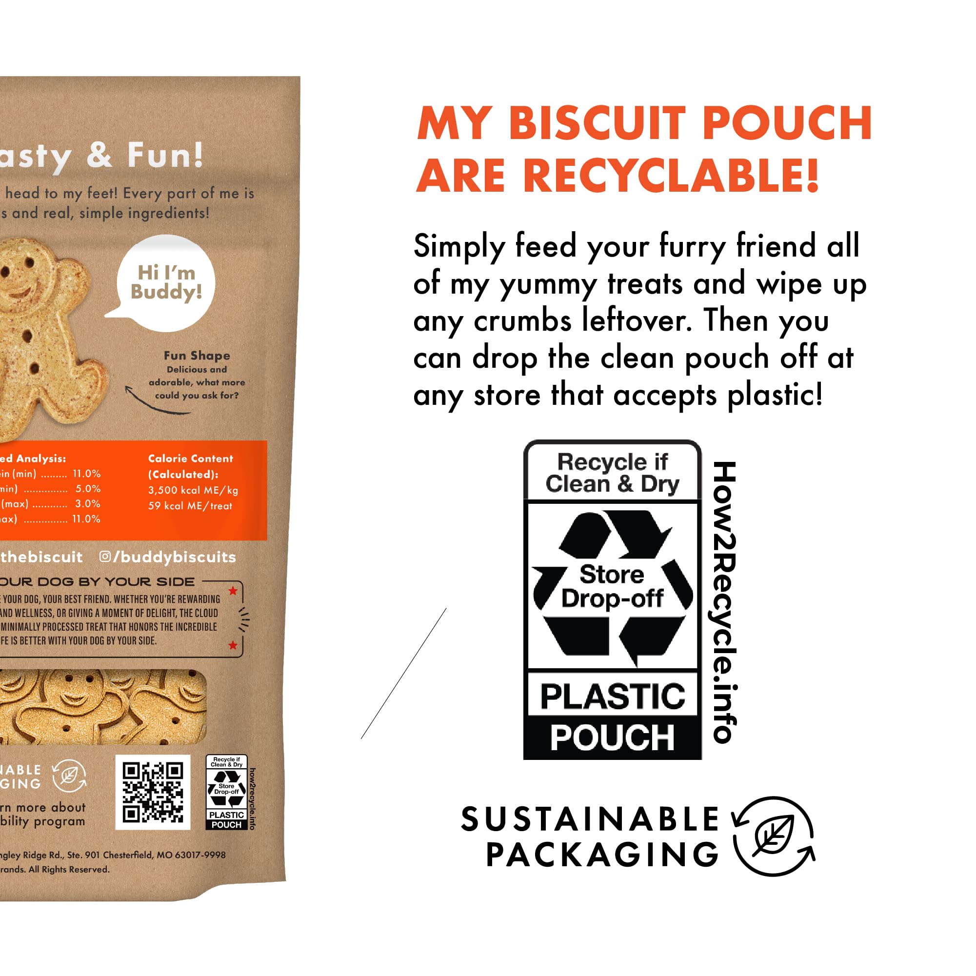 Buddy Biscuits 2 lb Bag of Crunchy Dog Treats, Made with Peanut Butter