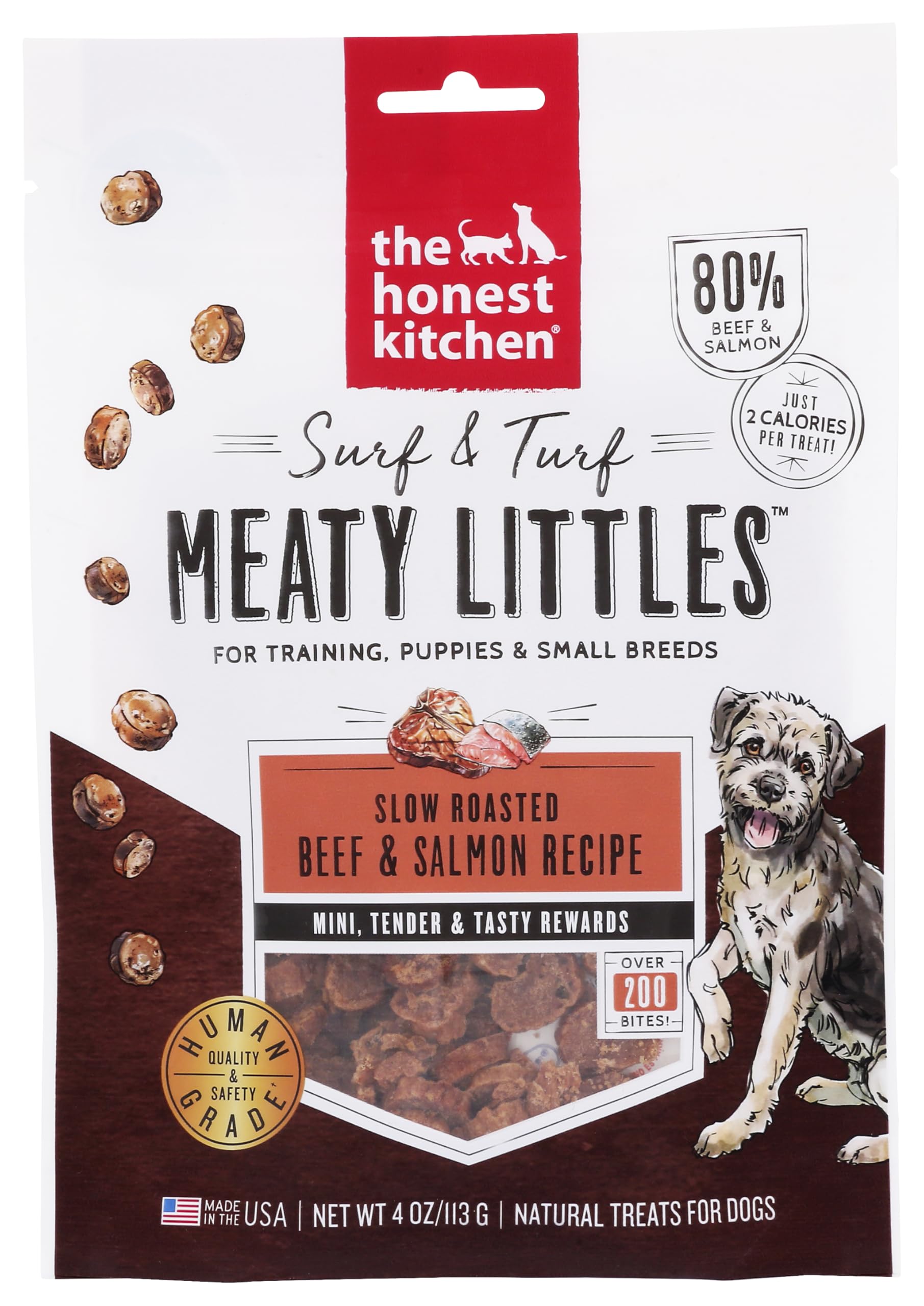 The Honest Kitchen Surf & Turf Meaty Littles: Beef & Salmon Recipe, 4 oz Bag