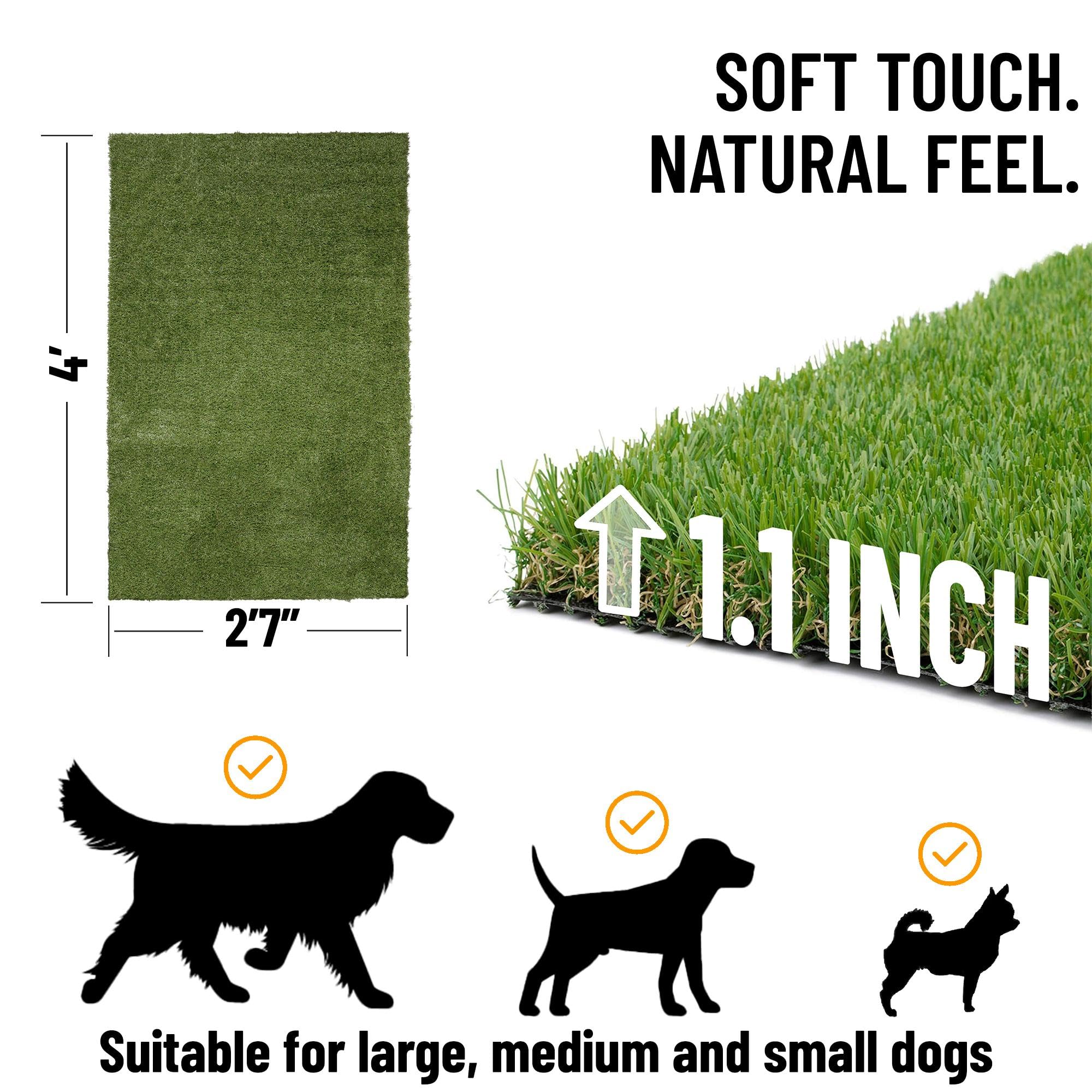 Ottomanson Artificial Grass Puppy Potty Training Pad, 2'7'' X 4' Reusable Pee Pad For Small Pets And Dogs