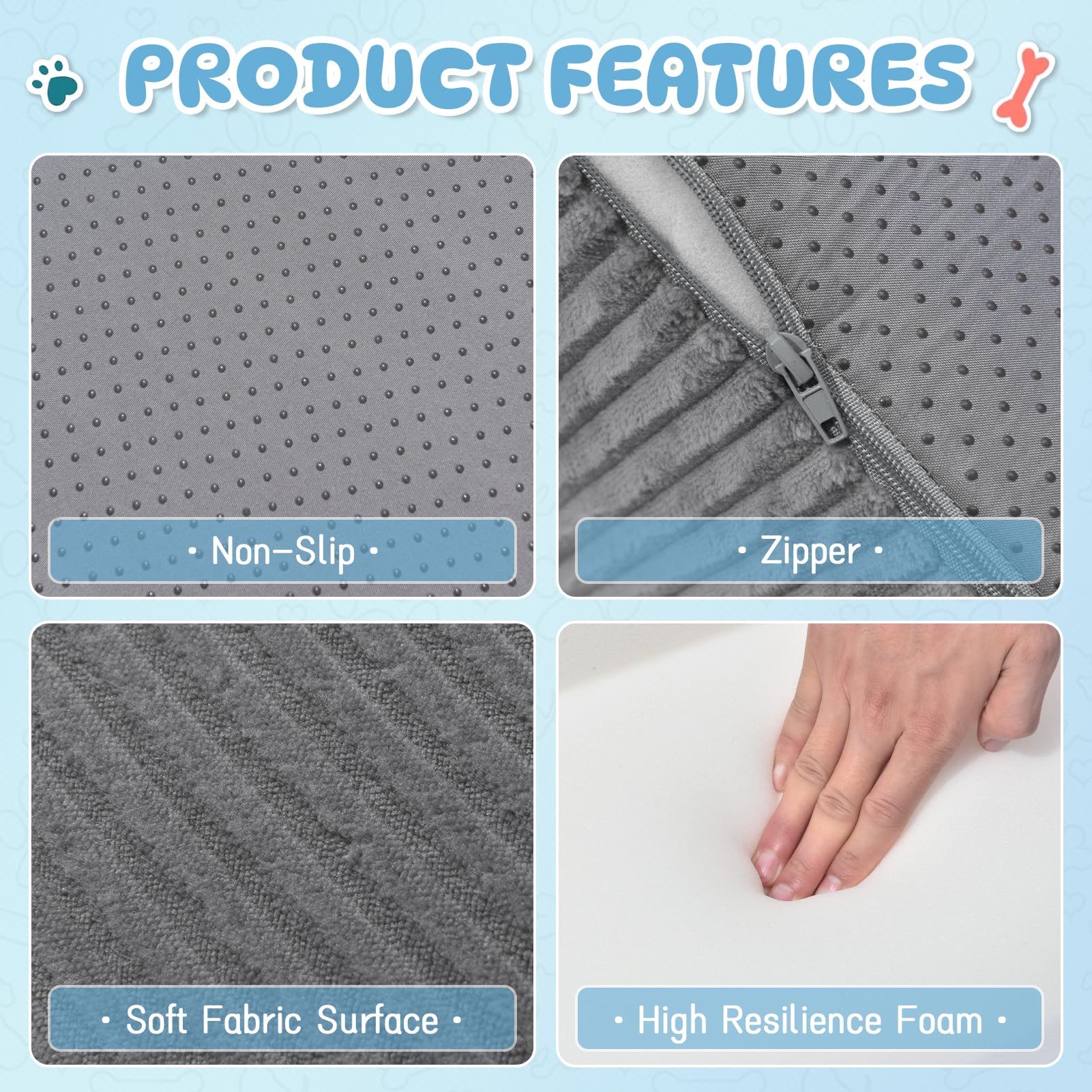 Yiruka Dog Steps for Small Dog, 3-Step Pet Ramp for High Beds and Sofa, Non-Slip Pet Stairs for Small Dogs and Cats, Removable a