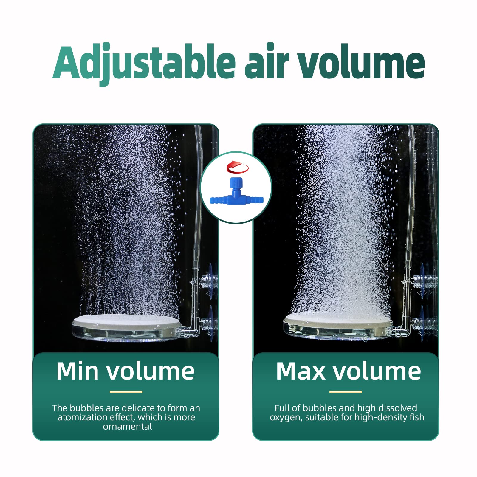 Upettools Aquarium Air Stone Fish Tank Nano Bubble Stone Kit With Control Valve Quiet Super-High Dissolved Oxygen Diffuser Makes Super Tiny Bubbles For Fish Tank And Hydroponic (T100)