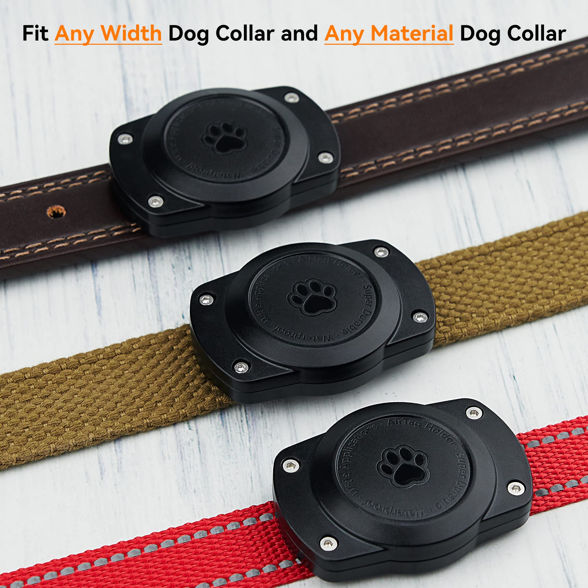 Ipx8 Waterproof Airtag Dog Collar Holder, Ultra-Durable Dog & Cat Collars Mount For Airtag, Fits All Width Collars (2 Pack)