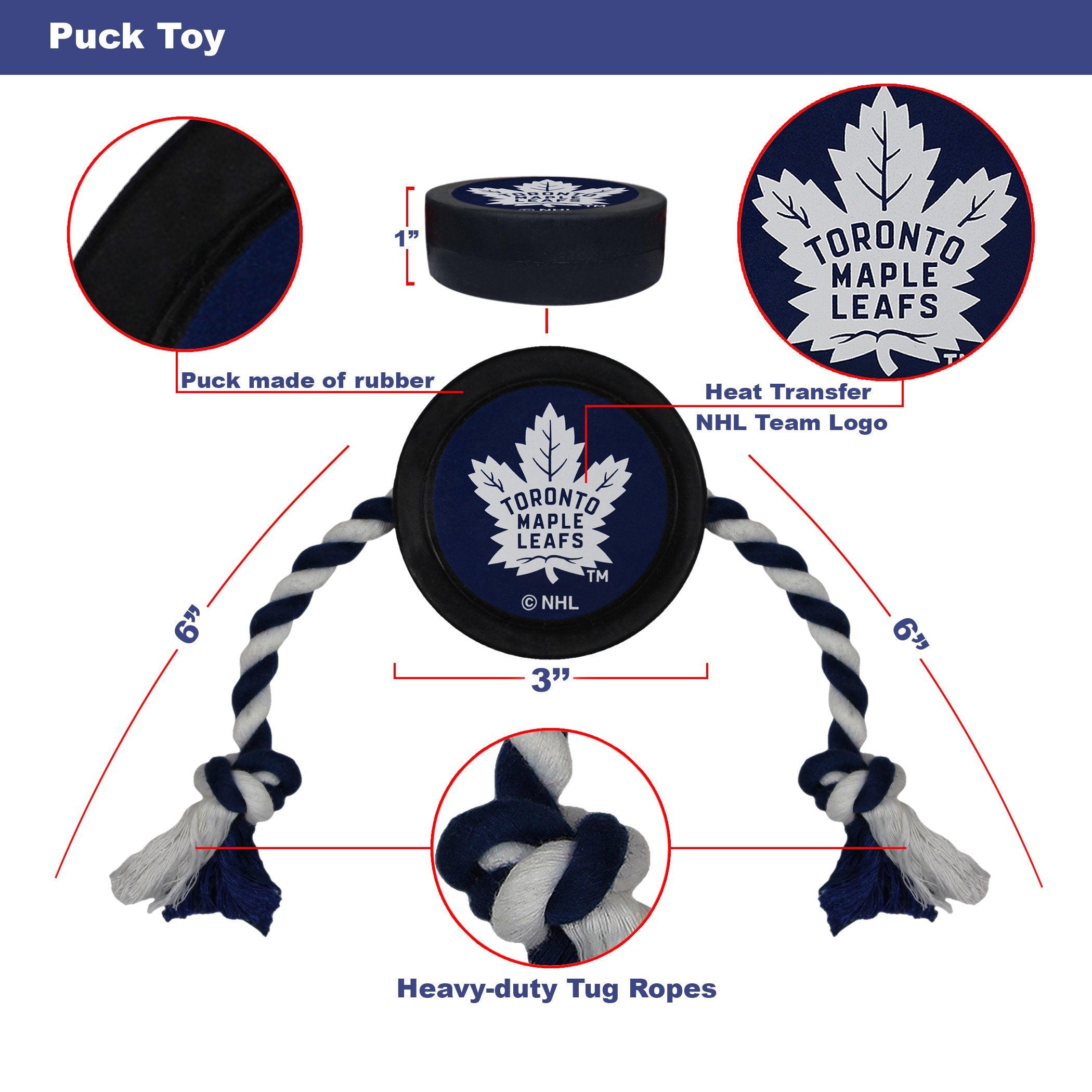 Pets First Nhl Toronto Maple Leafs Puck Toy For Dogs & Cats. Play Hockey With Your Pet With This Licensed Dog Tough Toy Reward!
