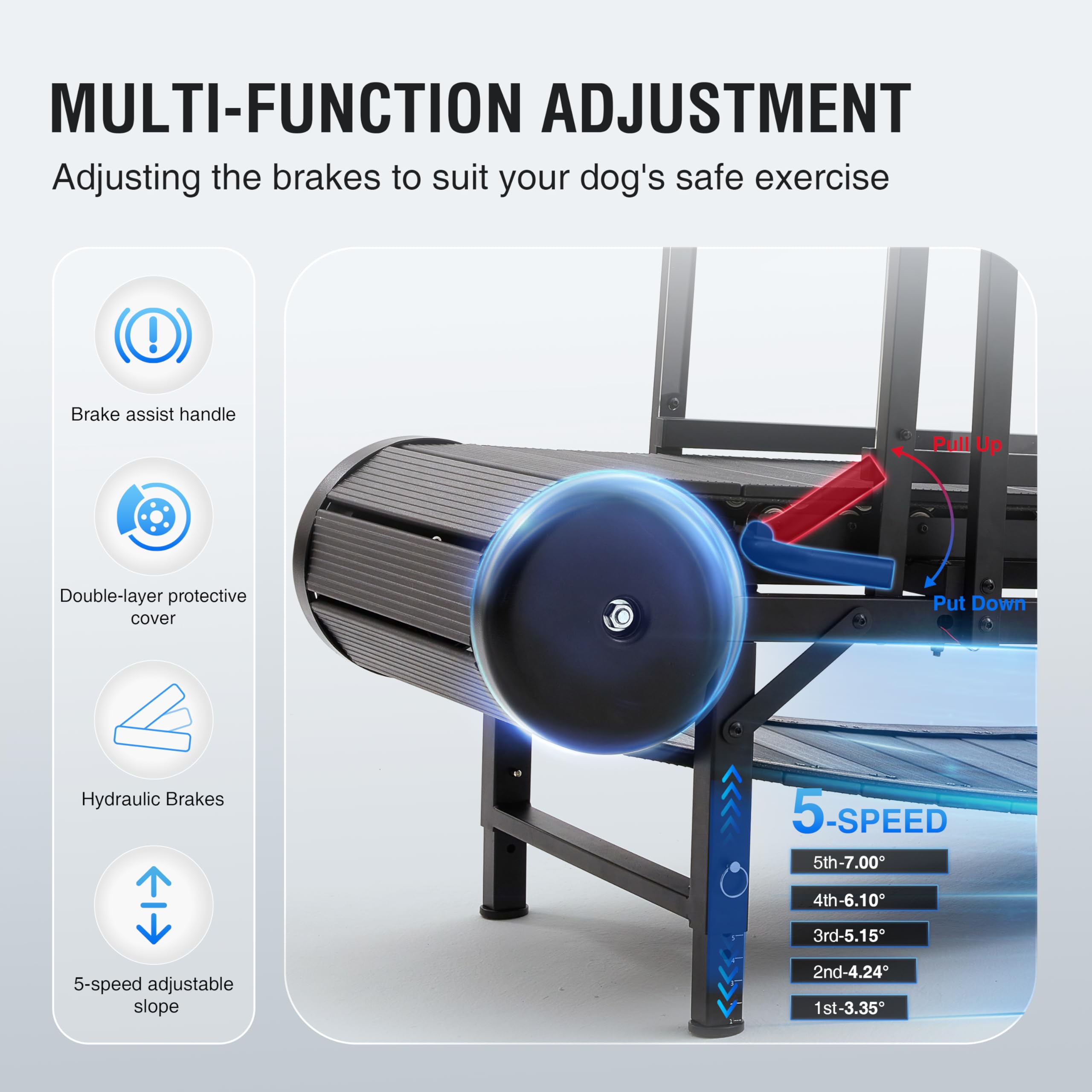 Dog Treadmill For Large Dogs Medium Dogs,Adjustable Ramp Canine Running Slatmill Machine With Pedometer For Exercise & Healthy &