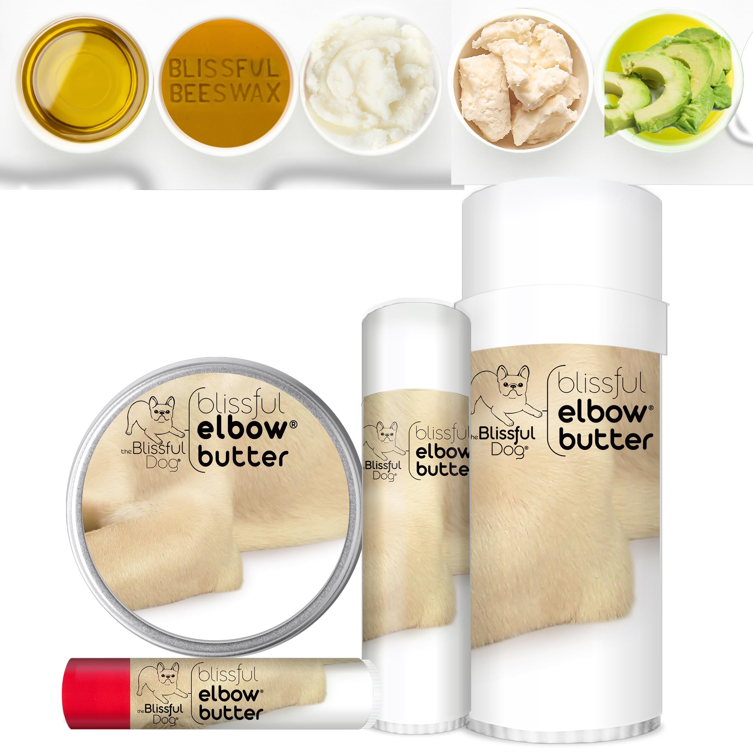 The Blissful Dog Elbow Butter, Moisturizer for Dry, Cracked Elbow Calluses, Versatile Dog Balm, Lick-Safe Balm, 8 oz.