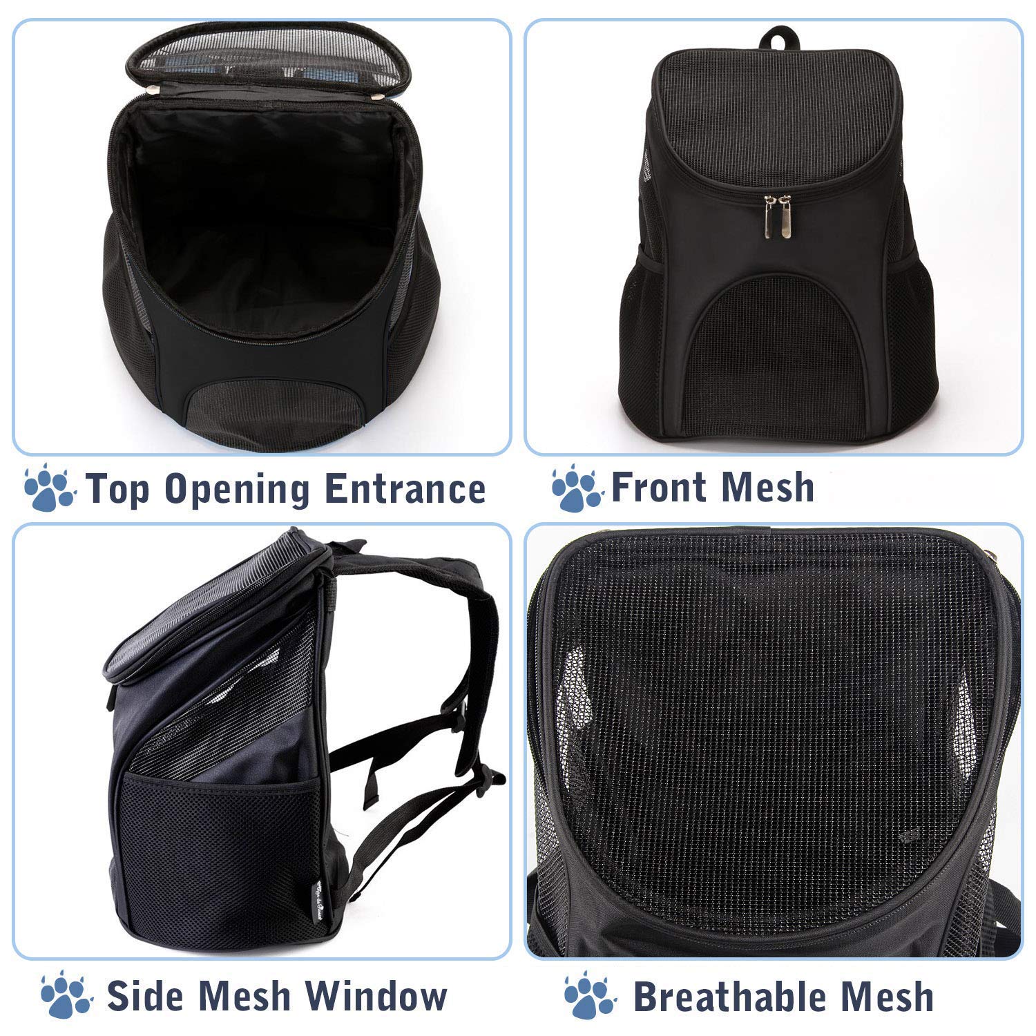 Dog Carrier Backpack Breathable For Small Pets/Cats/Puppies, Pet Carrier Bag With Mesh Ventilation, Safety Features And Cushion