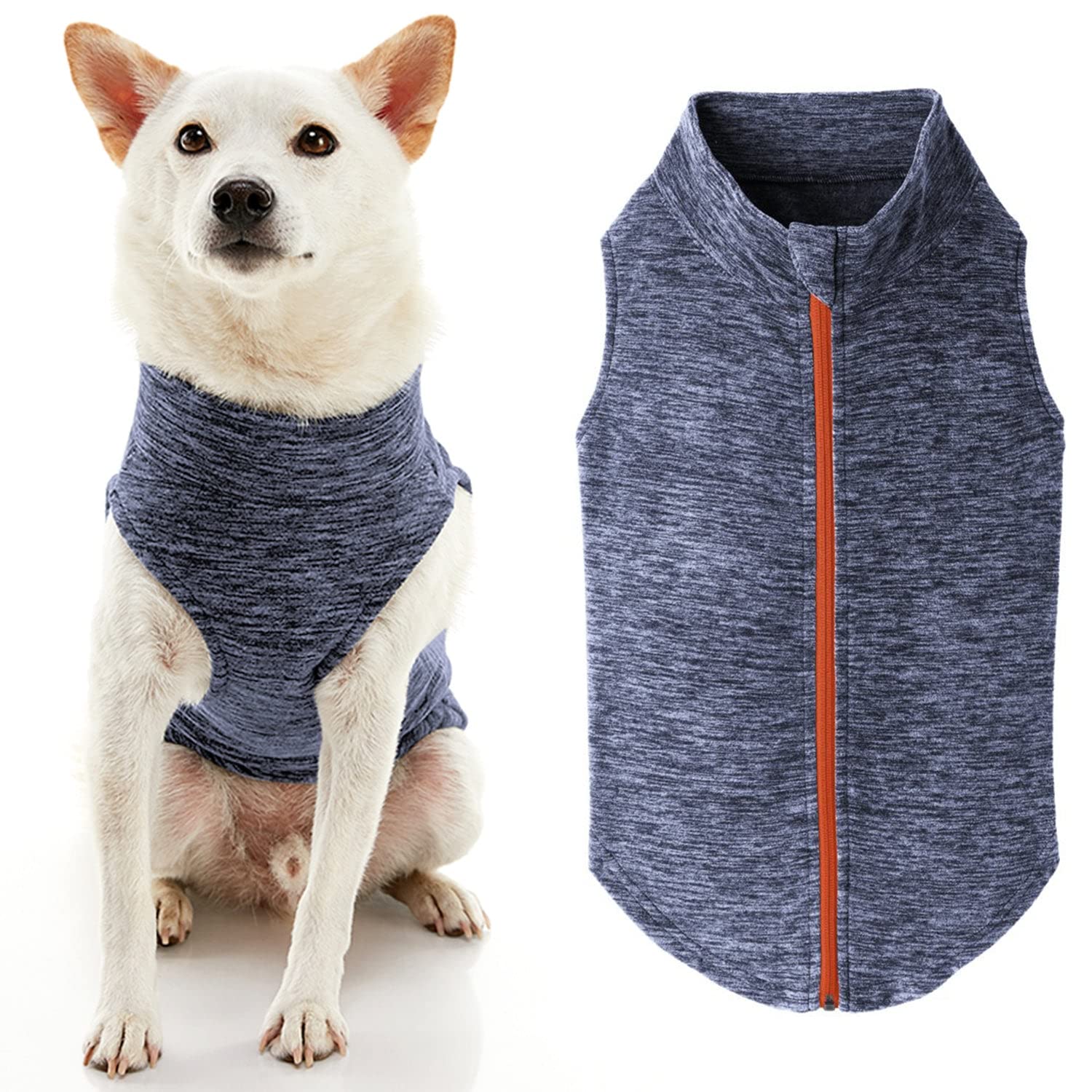 Gooby Zip Up Fleece Dog Sweater - Gray Wash, 3X-Large - Warm Pullover Fleece Step-In Dog Jacket Without Ring Leash - Winter Small Dog Sweater - Dog Clothes For Small Dogs Boy And Medium Dogs
