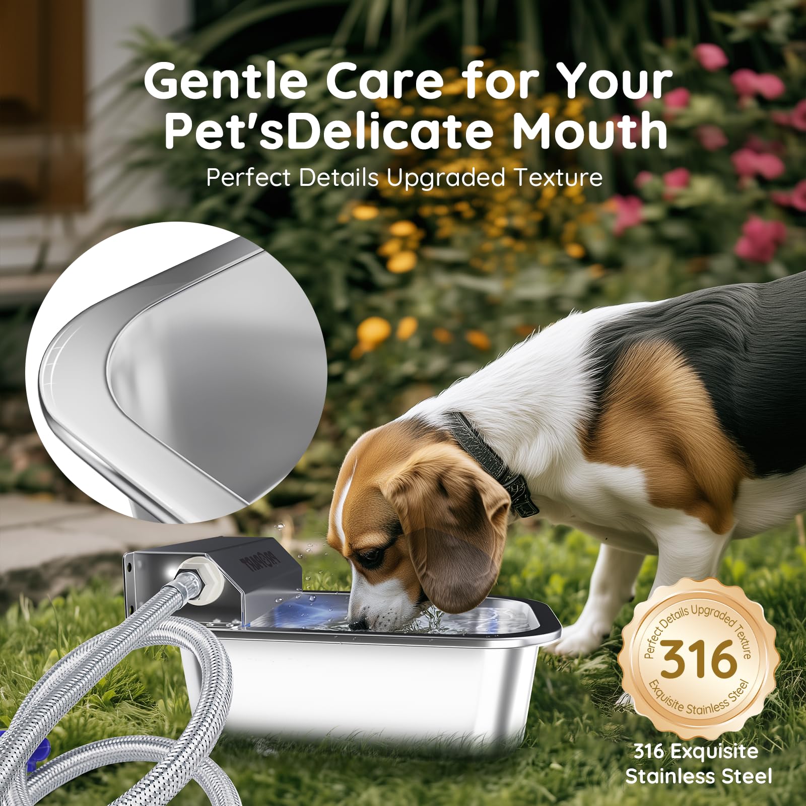 1 Gallon Automatic Water Dispenser For Dogs Cats Rabbits, Stainless Steel Dog Water Bowl, No Electricity Auto Fill Waterer Feede