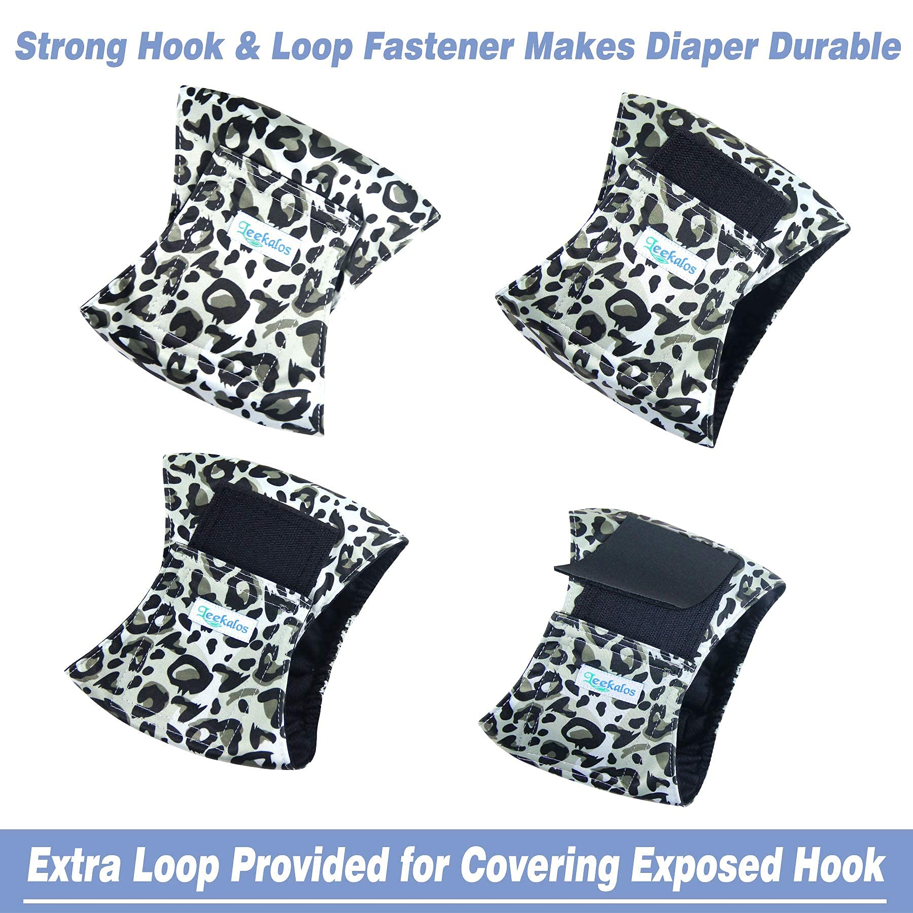Leekalos Male Dog Diapers (3 Pack), High Absorbing Dog Belly Bands For Male Dogs, Washable Reusable Dog Male Wraps (X-Large, Leopard)