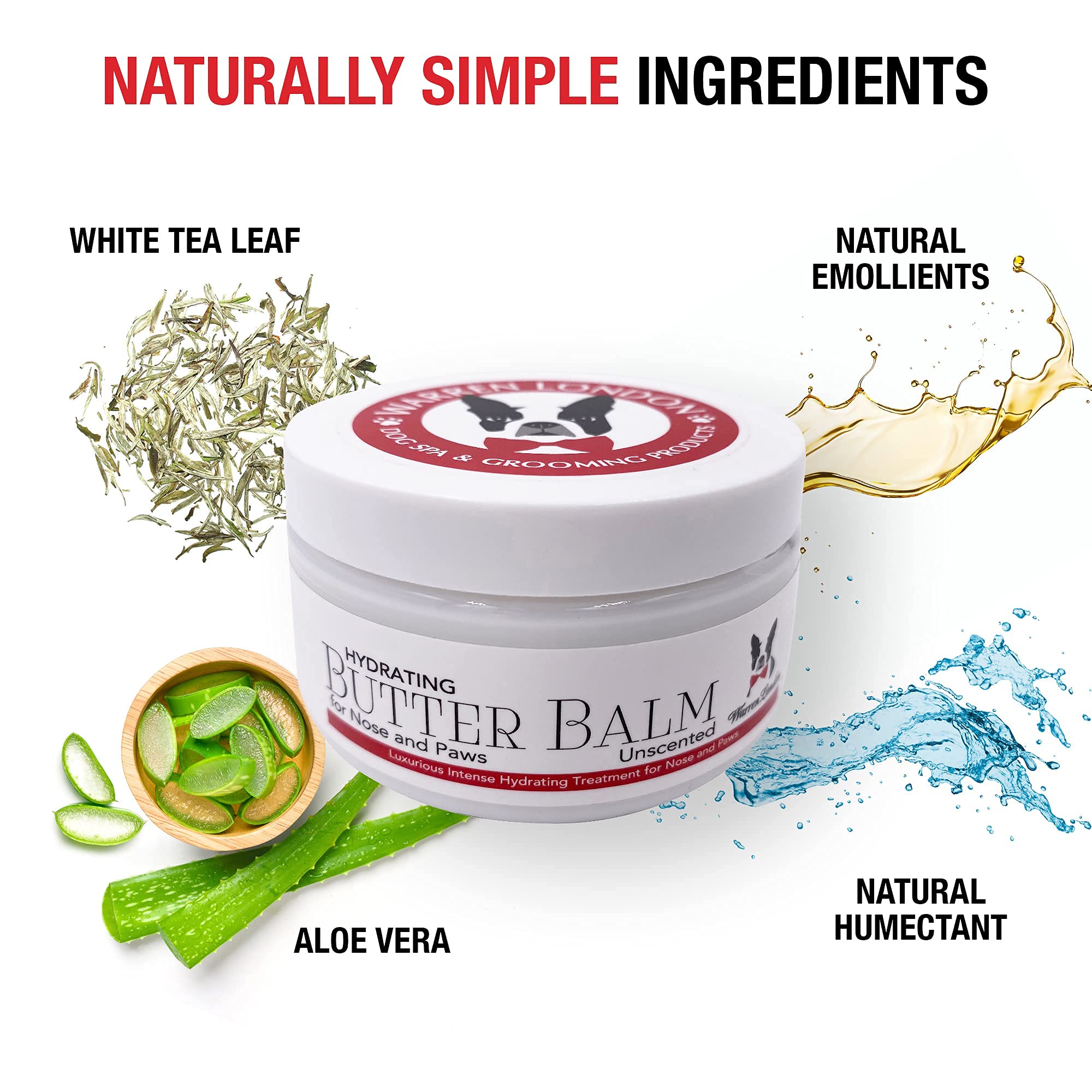 Warren London Hydrating Butter Balm- Dog Balm For Paws And Nose- Made In Usa- Unscented 4Oz