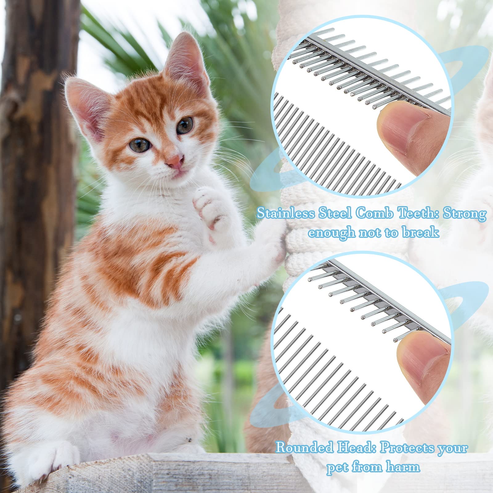 Stainless Steel Pet Grooming Comb Set - 2 Pcs Double-Sided Metal Combs With Wooden Handles For Dogs And Cats, Long And Short Fur, Flea Removal Brush Tool