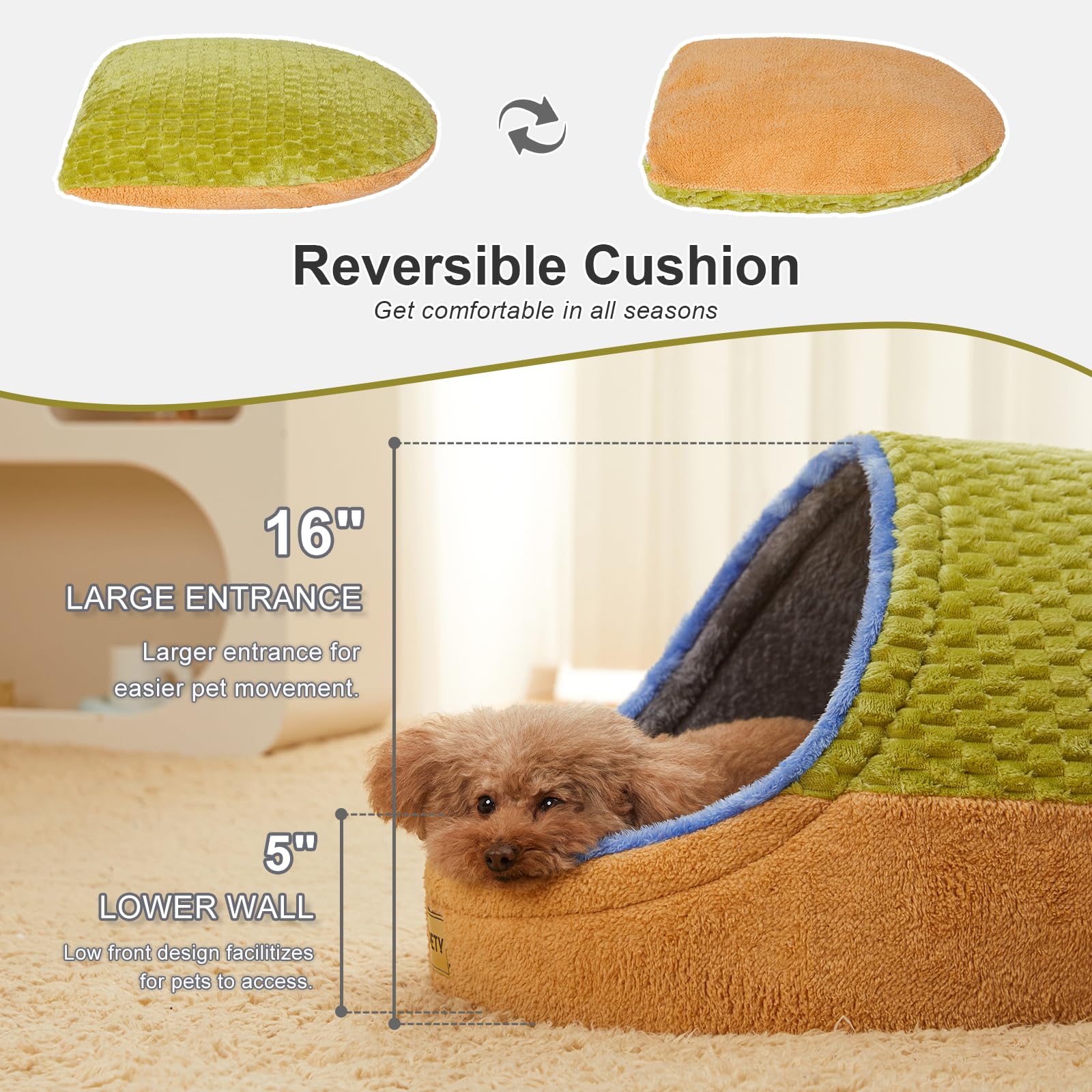 Jiupety Cat Beds For Indoor Cats, Cat Cave Bed And Kitten Bed, Hideway Cat House For Cat & Small Dog With Anti-Slip Bottom, Wash