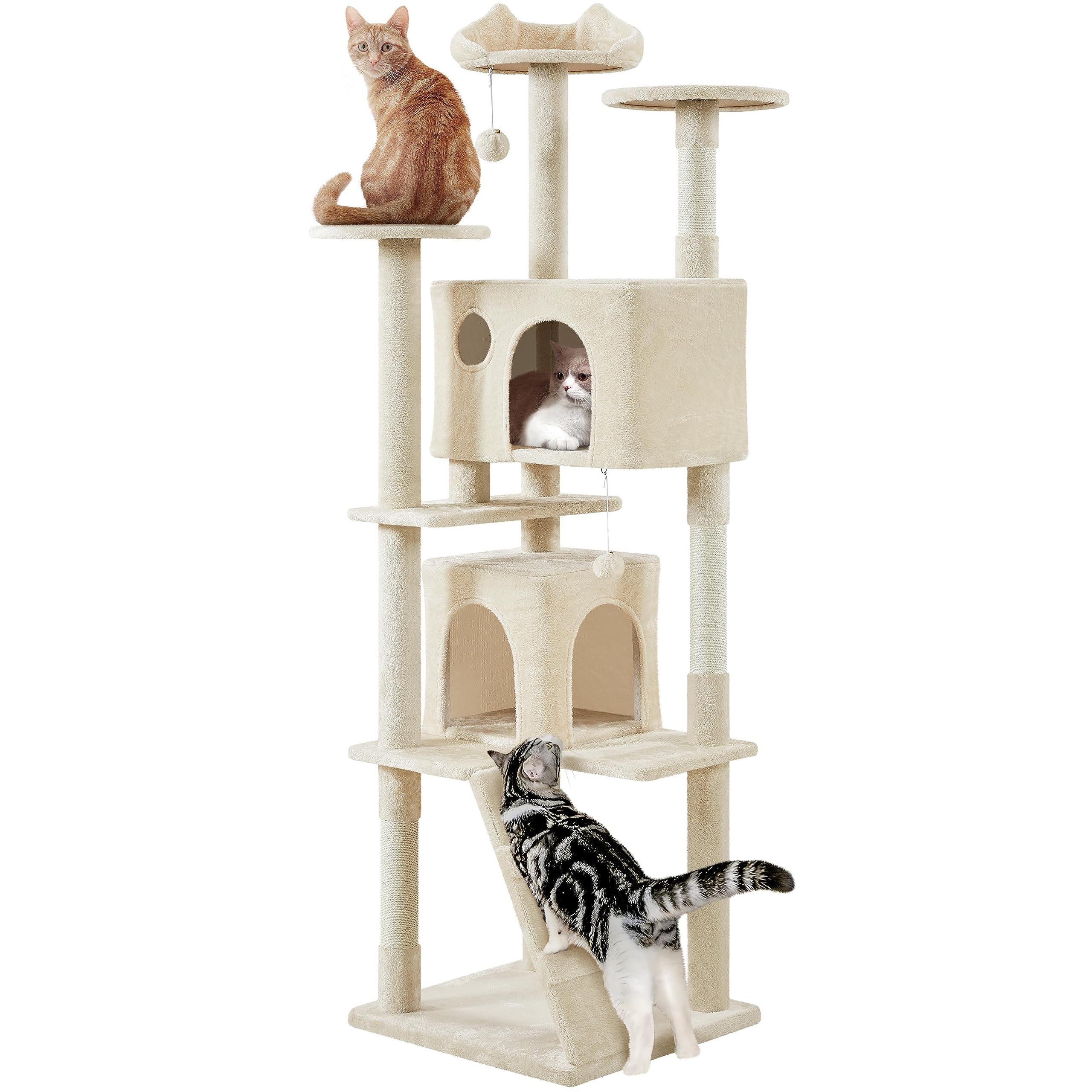 Yaheetech Xl Cat Tree, 80In Multi-Level Tower W/Scratching Posts, Double Condo, Perched Platforms & Dangling Balls, Cat Stand Ho